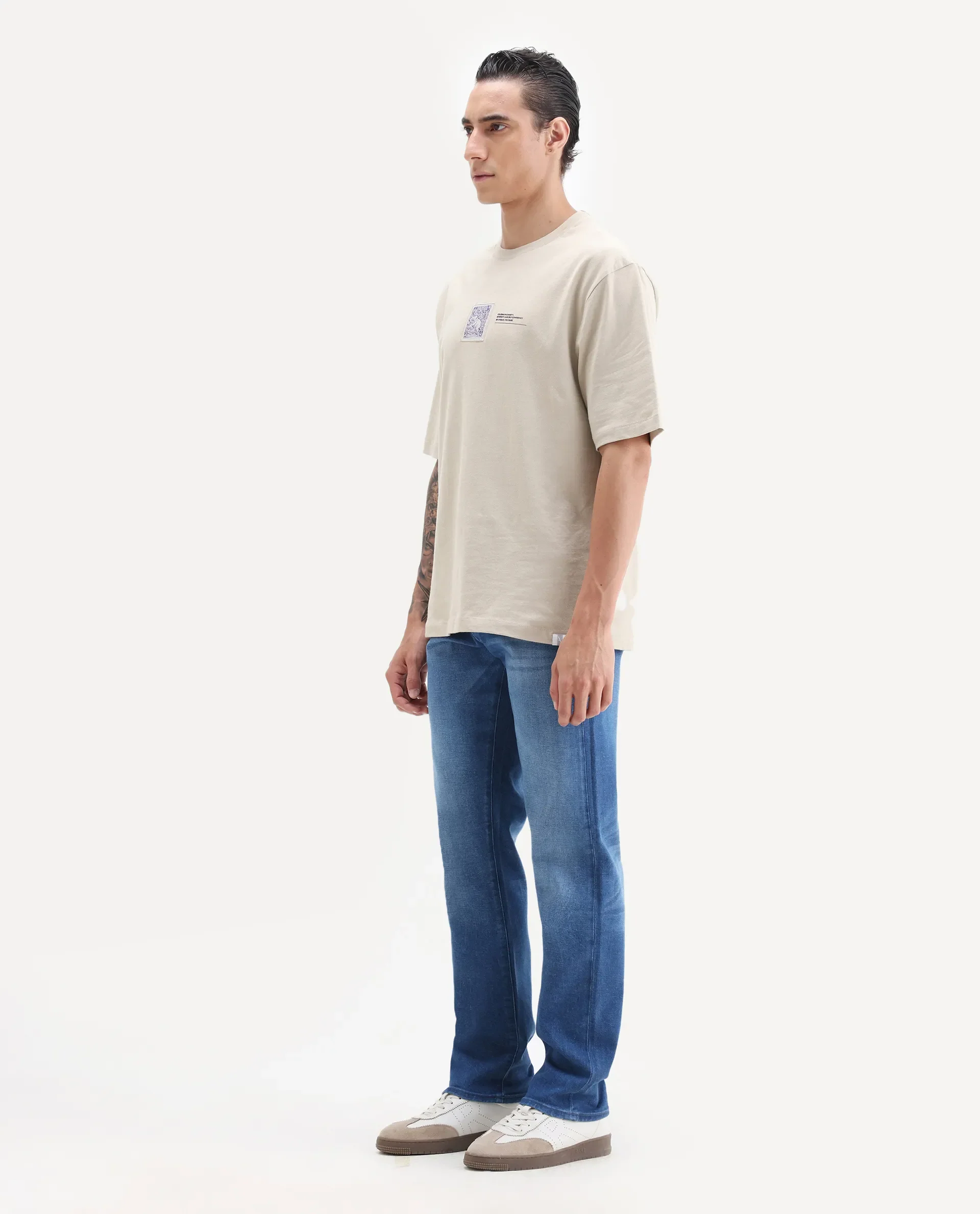 Rare Rabbit Men's Bluxx- 1 Blue Cotton Blend Fabric Morris Regular Plain Jeans - Image 5