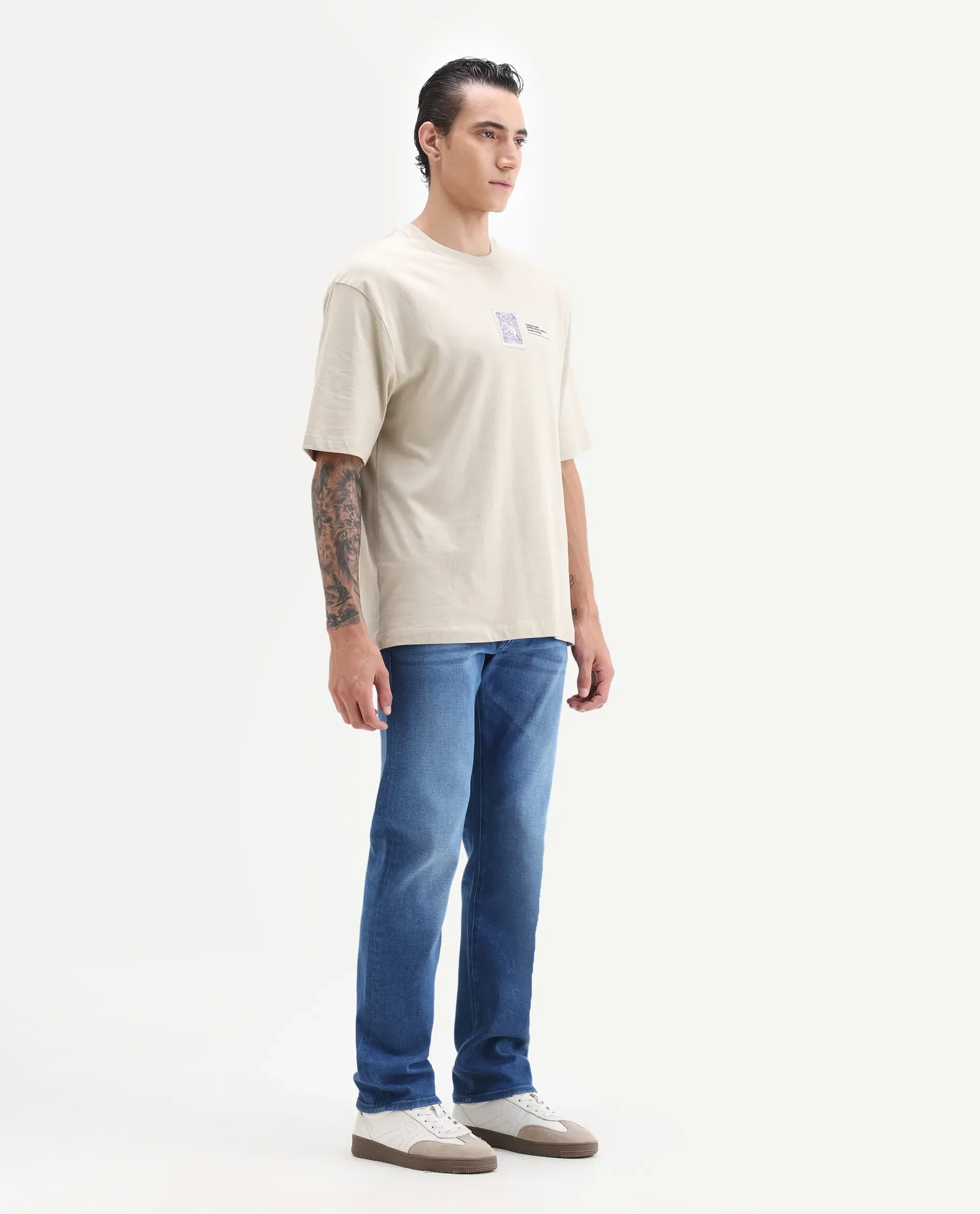 Rare Rabbit Men's Bluxx- 1 Blue Cotton Blend Fabric Morris Regular Plain Jeans - Image 6