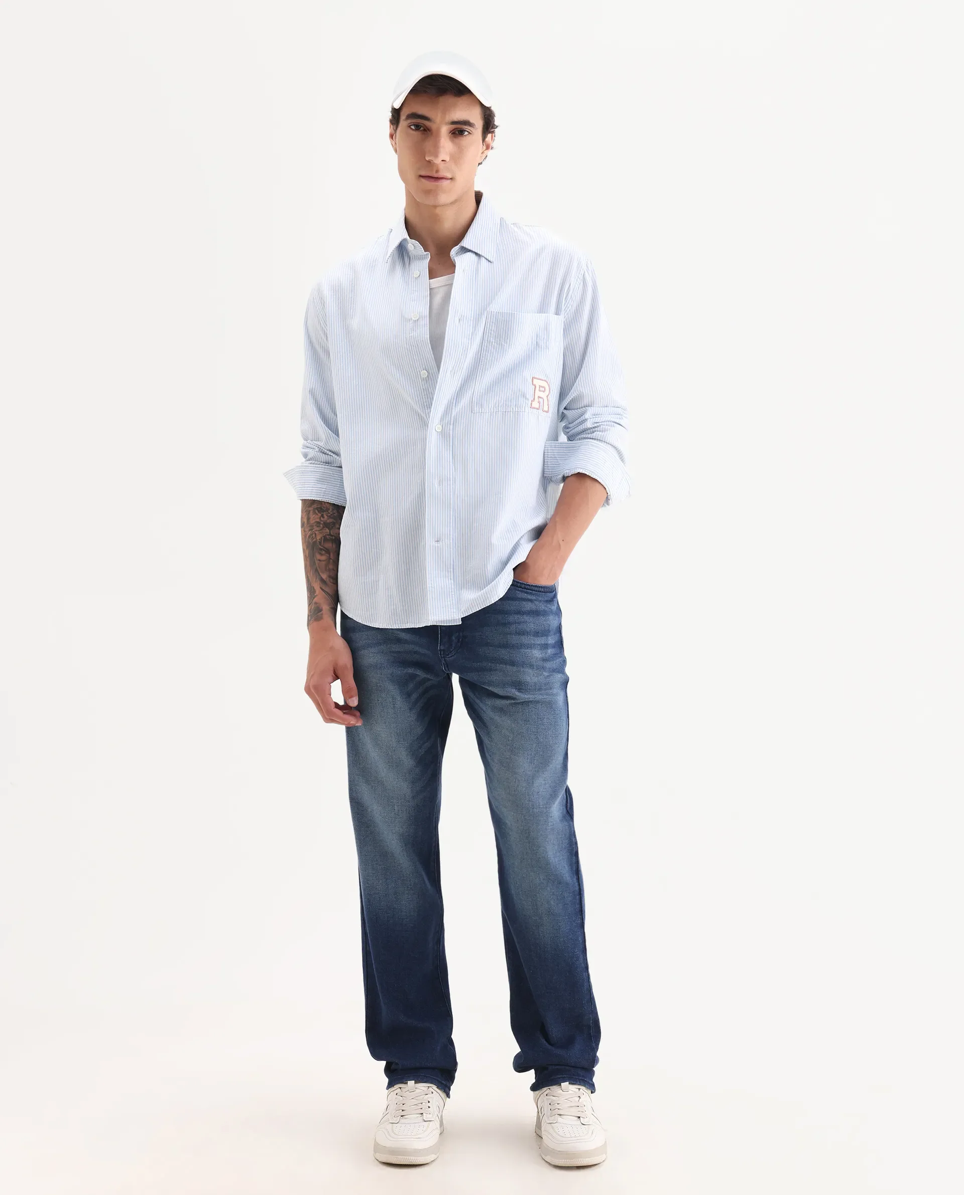 Rare Rabbit Men's Bluxx Dark Blue Cotton Blend Fabric Morris Regular Plain Jeans - Image 2