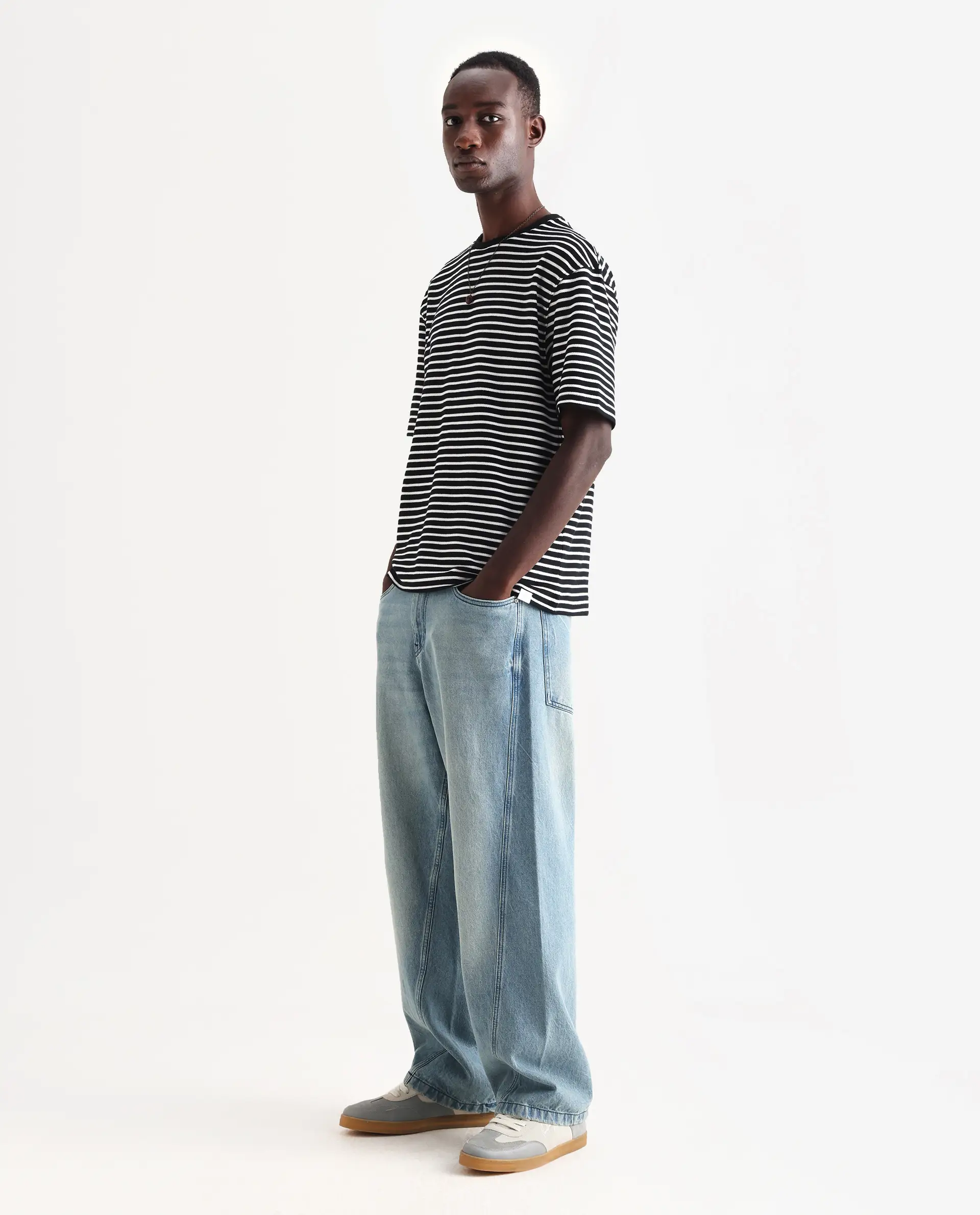 Rare Rabbit Men's Bo Blue Cotton Plain Baggy Fit Jeans - Image 5