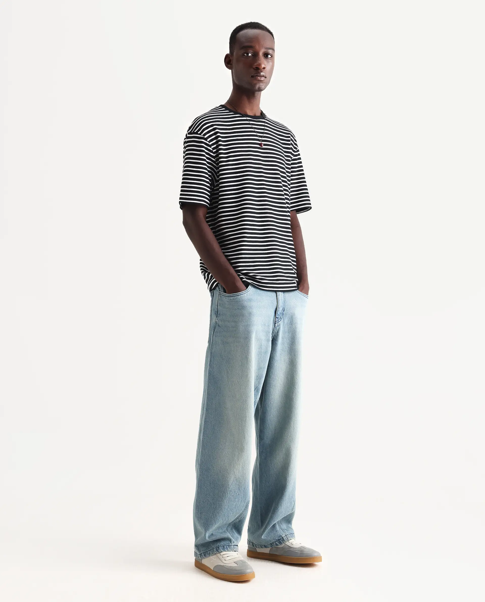 Rare Rabbit Men's Bo Blue Cotton Plain Baggy Fit Jeans - Image 6