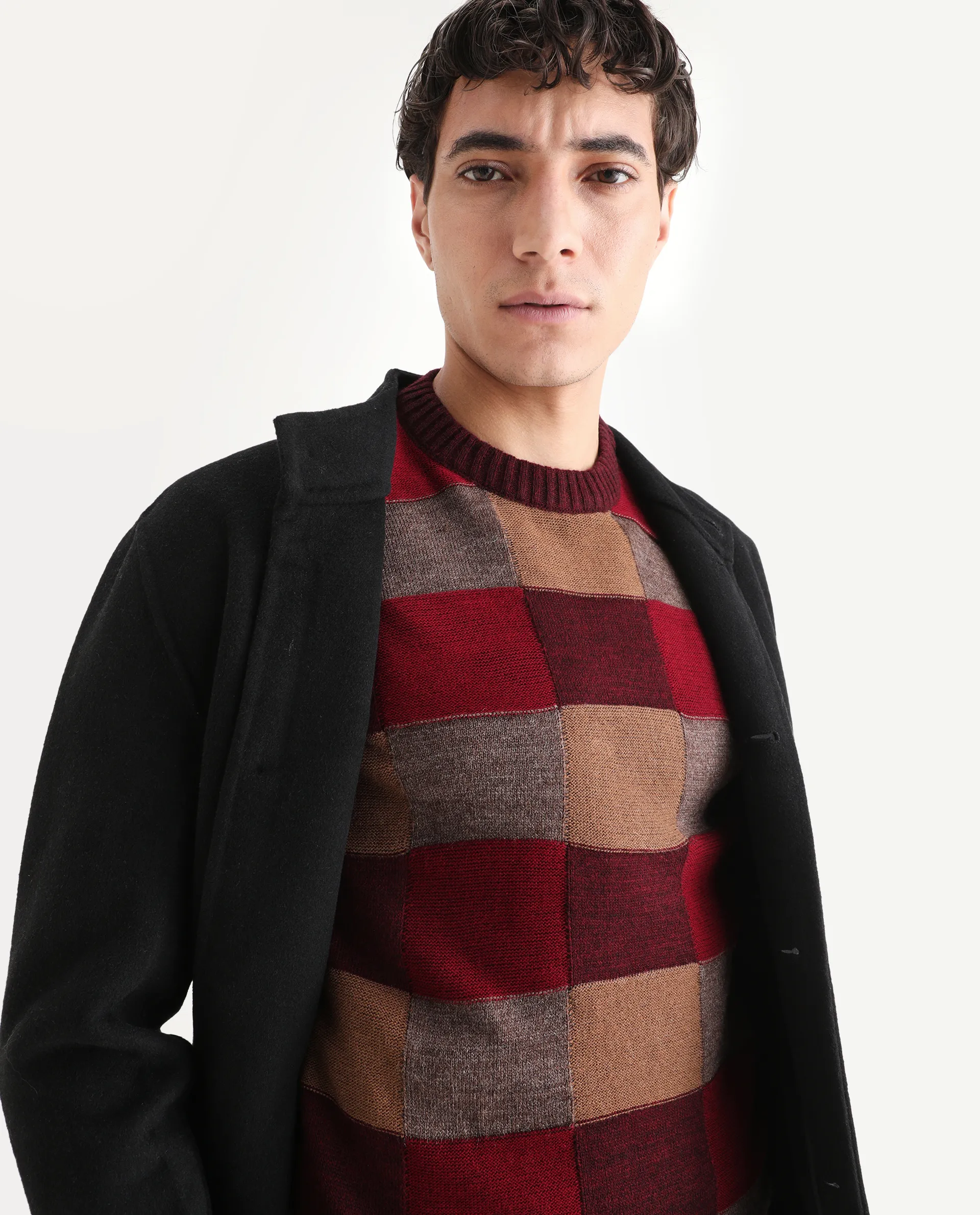 Rare Rabbit Men's Boaz Red Acrylic Jacquard Regular Fit Full Sleeve Crew Neck Sweater - Image 6