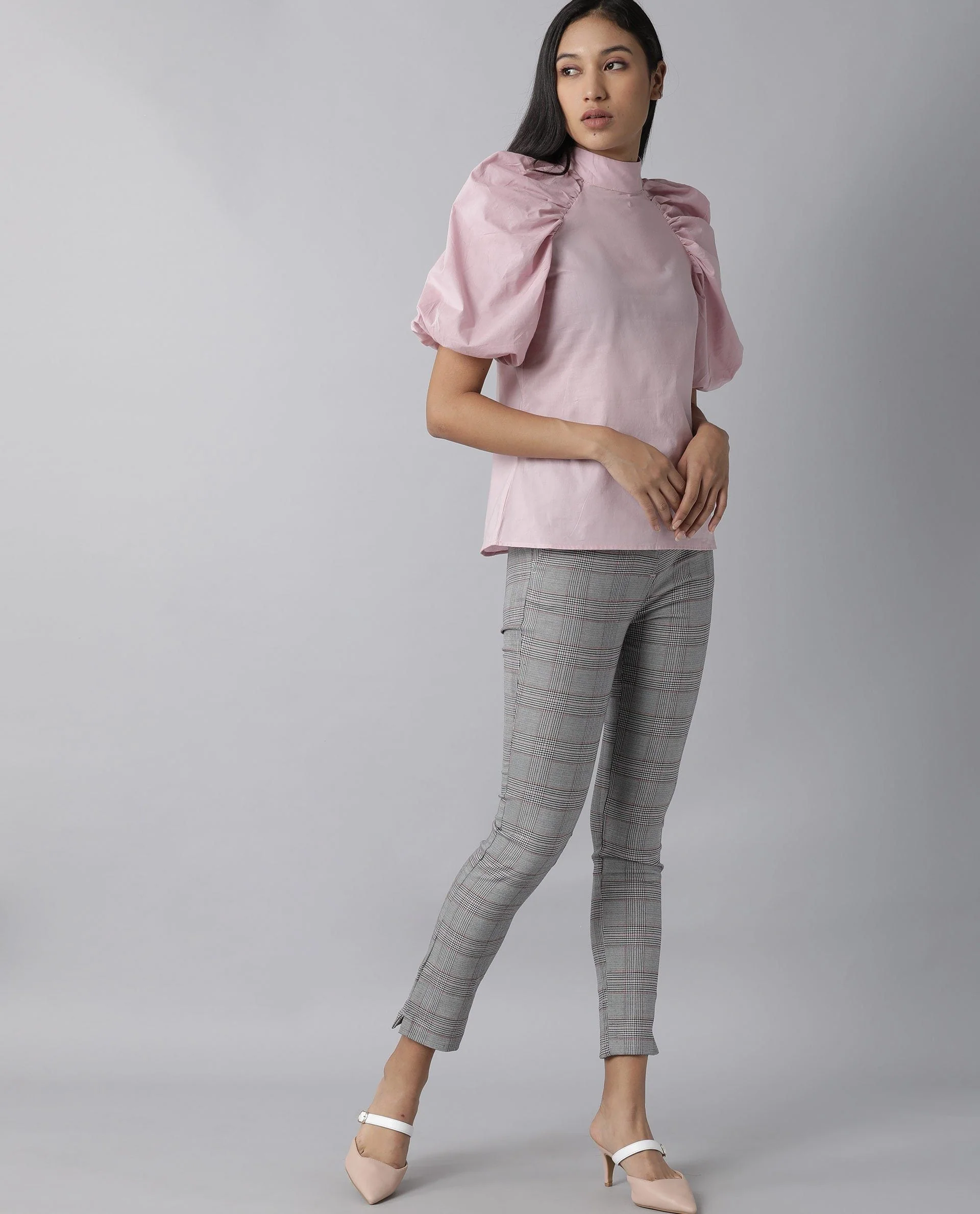Rareism Womens Bobby Pink Top Cotton Fabric Half Sleeve High Neck - Image 8