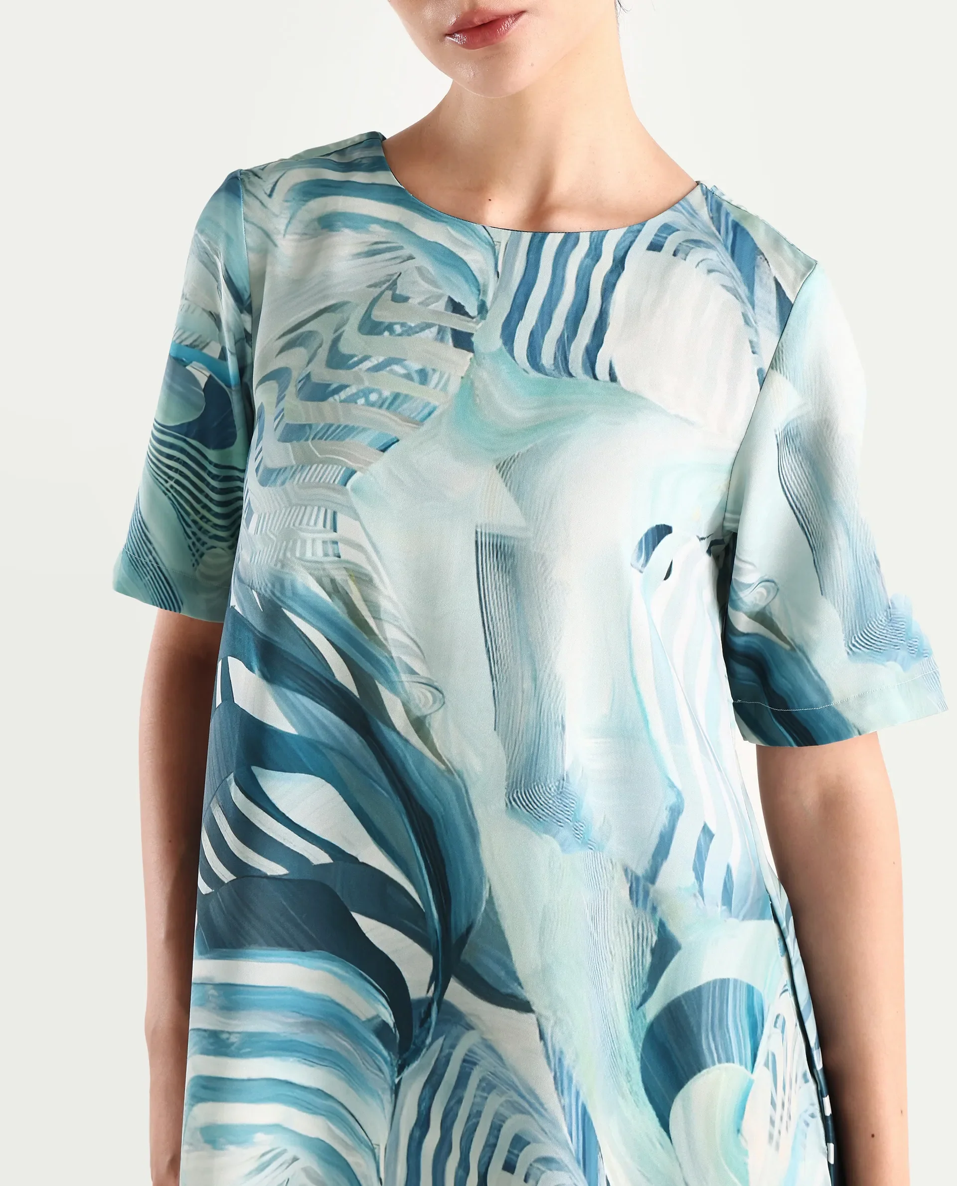Rareism Women's Boberni Multi Polyester Blend Crew Neck Abstract Print Mini A-Line Dress - Image 5
