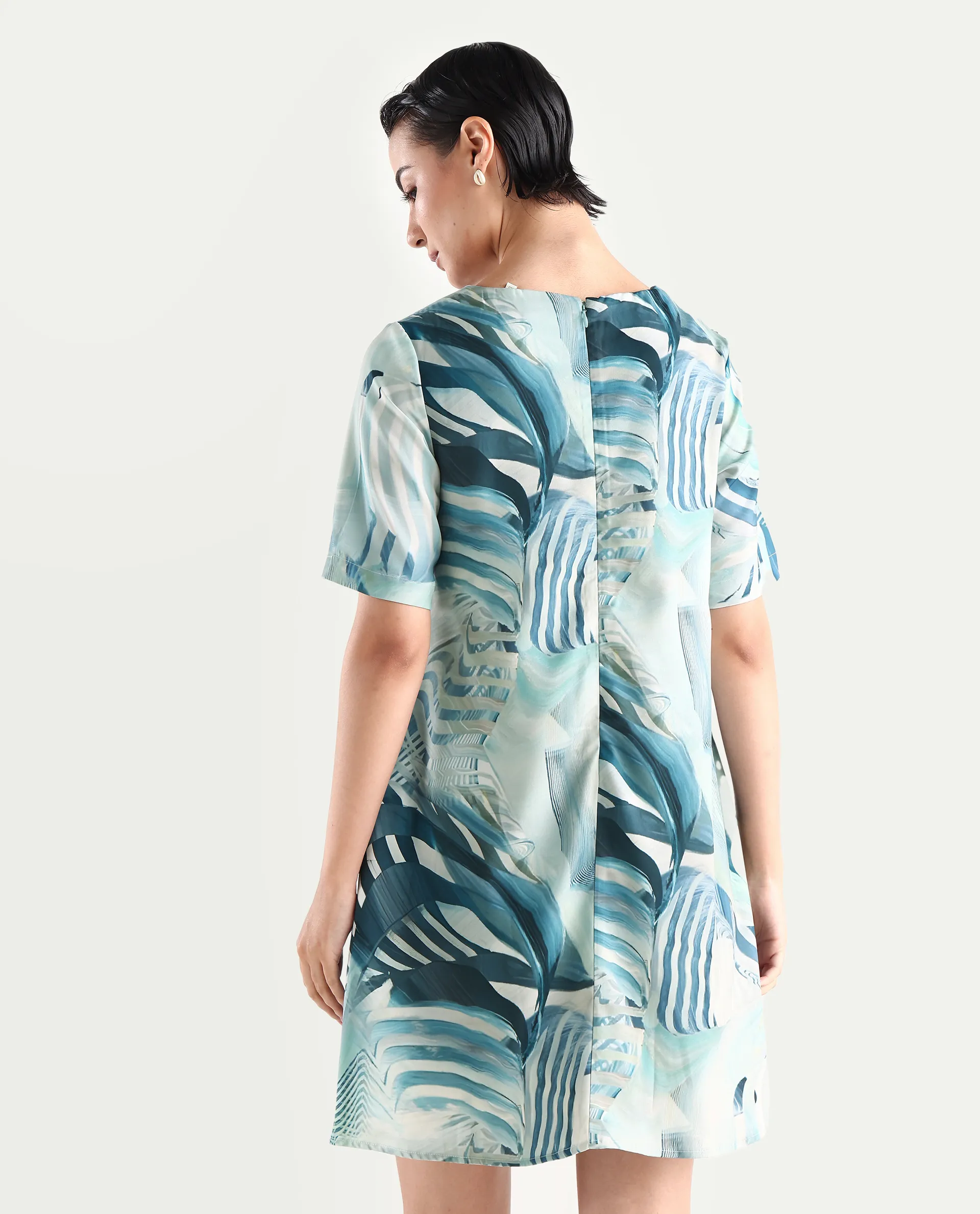 Rareism Women's Boberni Multi Polyester Blend Crew Neck Abstract Print Mini A-Line Dress - Image 7