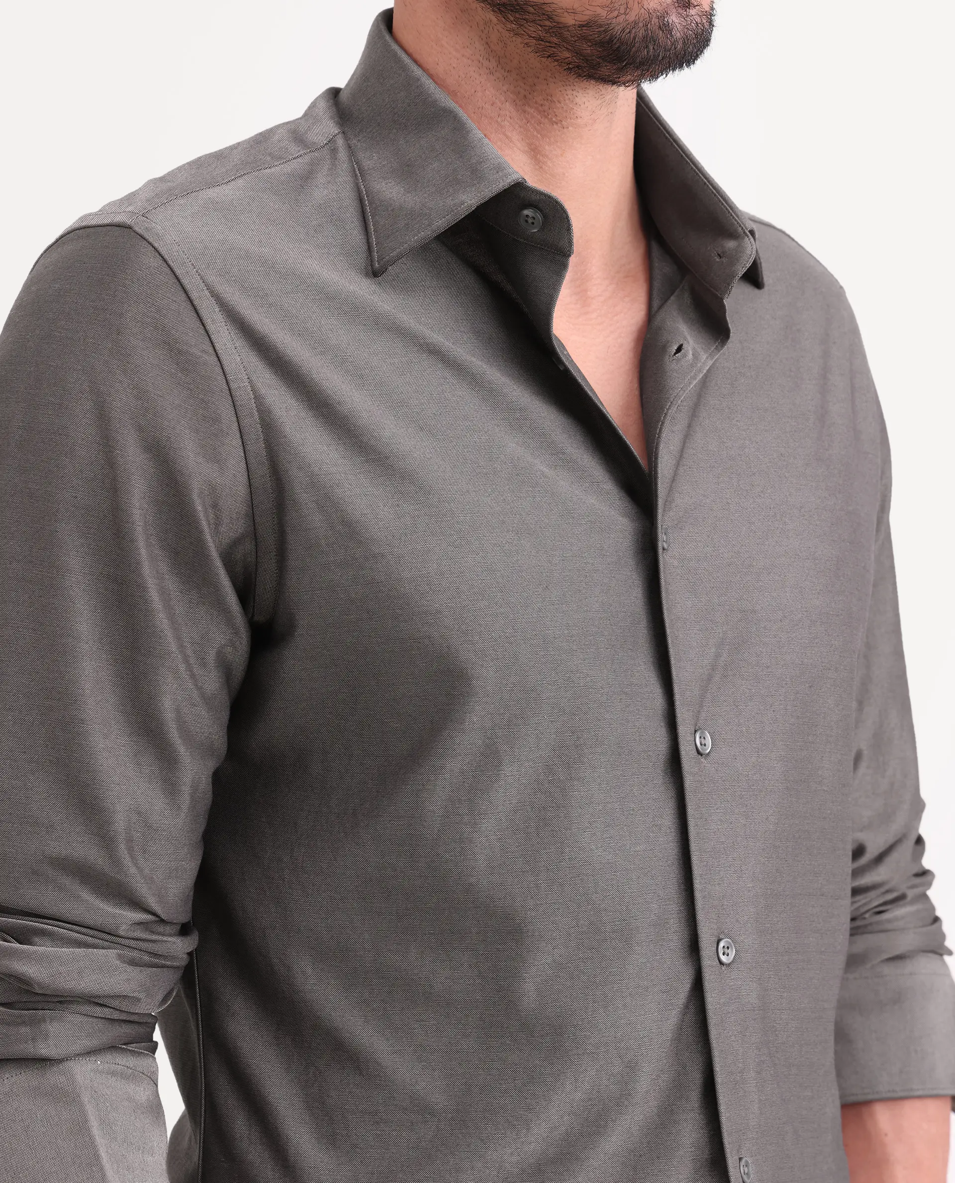 Rare Rabbit Men's Bogi Dusky Brown Cotton Blend Full Sleeve Spread Collar Regular Fit Plain Shirt - Image 3