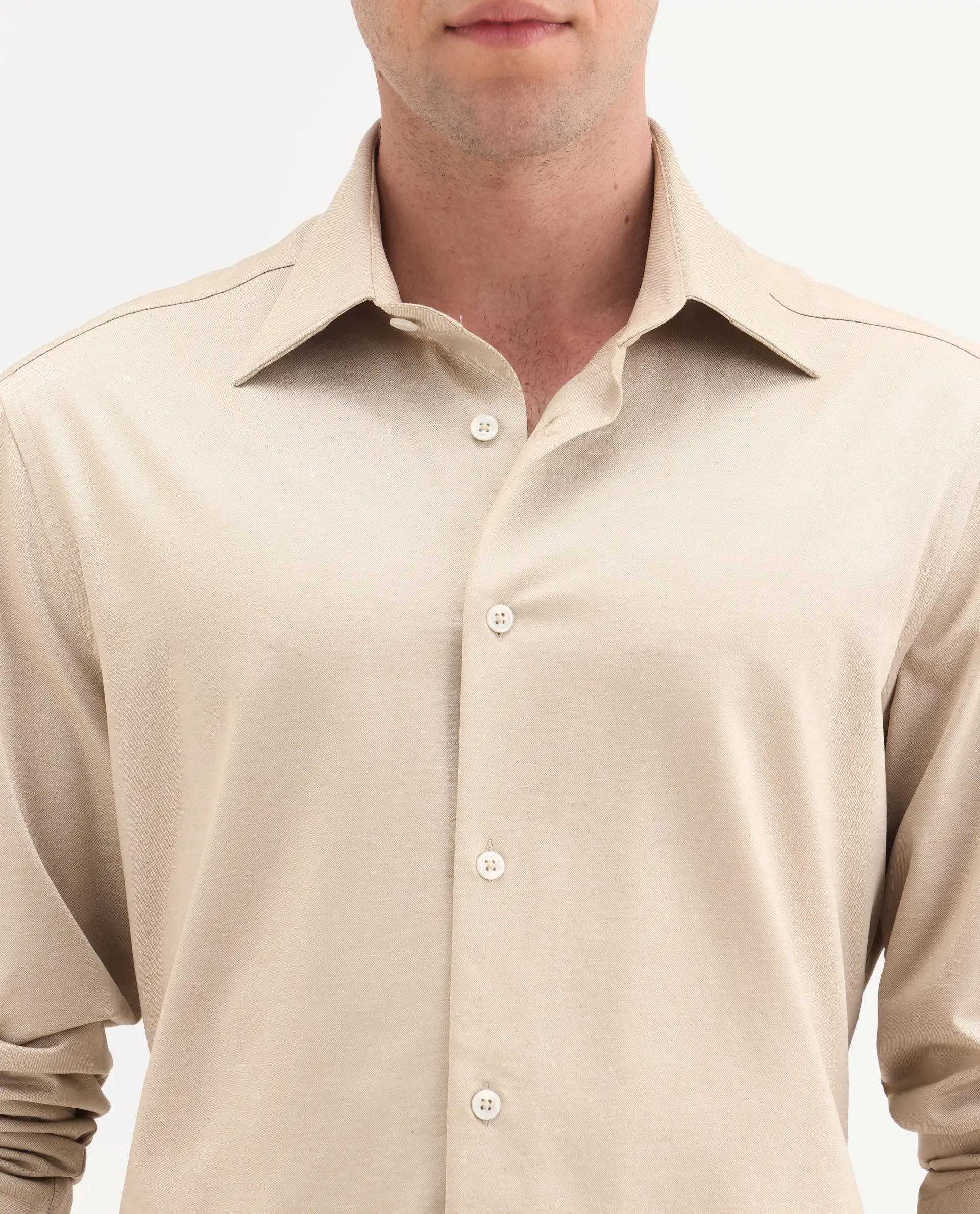 Rare Rabbit Men's Bogi Light Beige Cotton Blend Full Sleeve Spread Collar Regular Fit Plain Shirt - Image 3