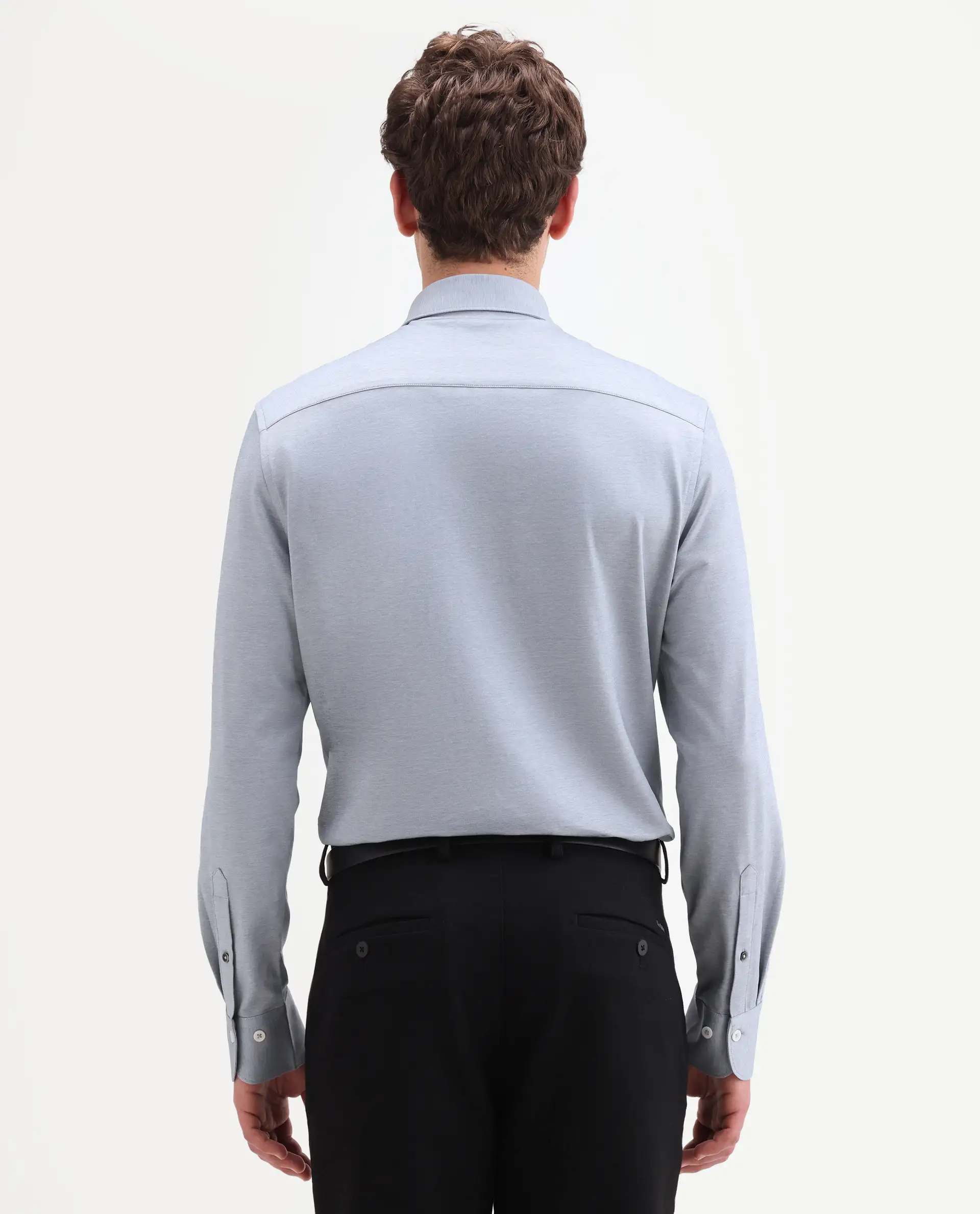 Rare Rabbit Men's Bogi Light Blue Cotton Blend Full Sleeve Spread Collar Regular Fit Plain Shirt - Image 7