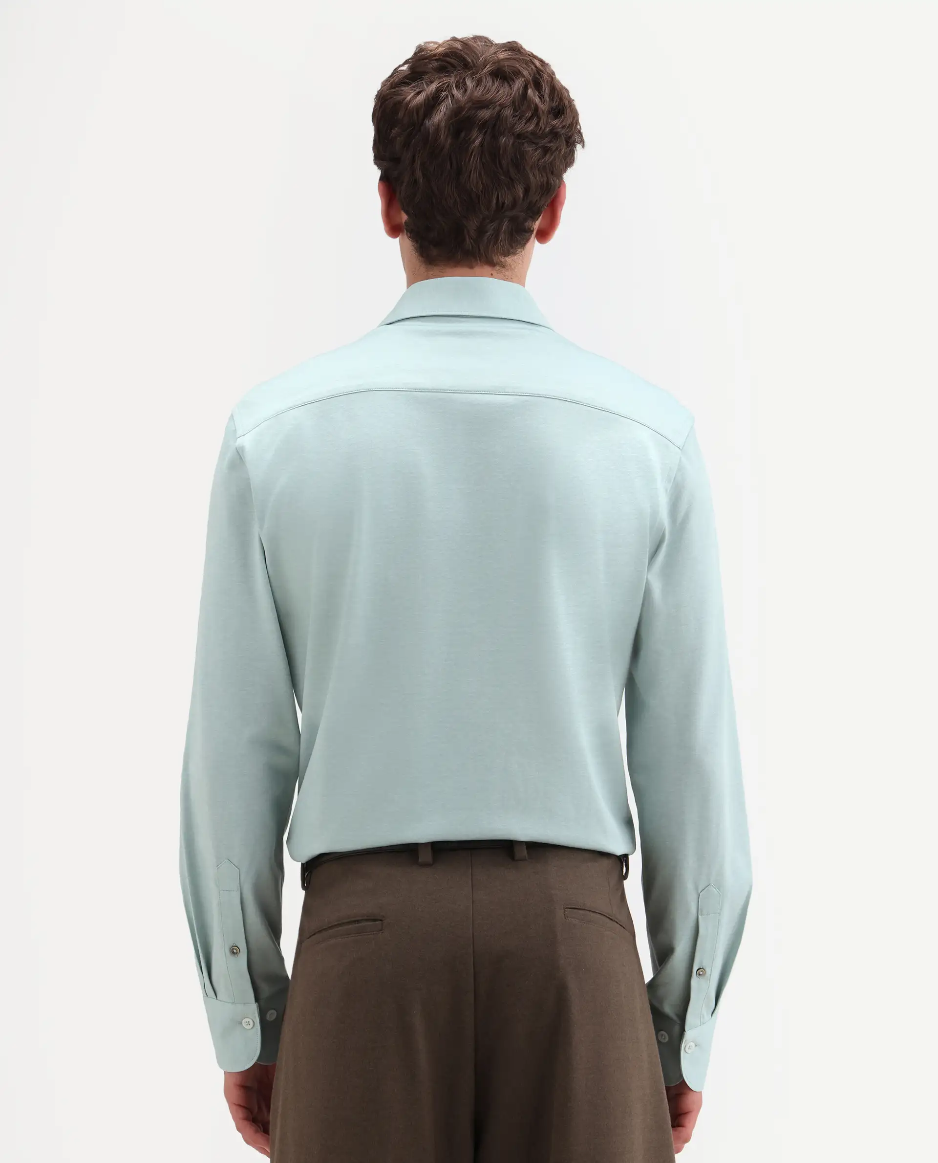 Rare Rabbit Men's Bogi Light Green Cotton Blend Full Sleeve Spread Collar Regular Fit Plain Shirt - Image 7