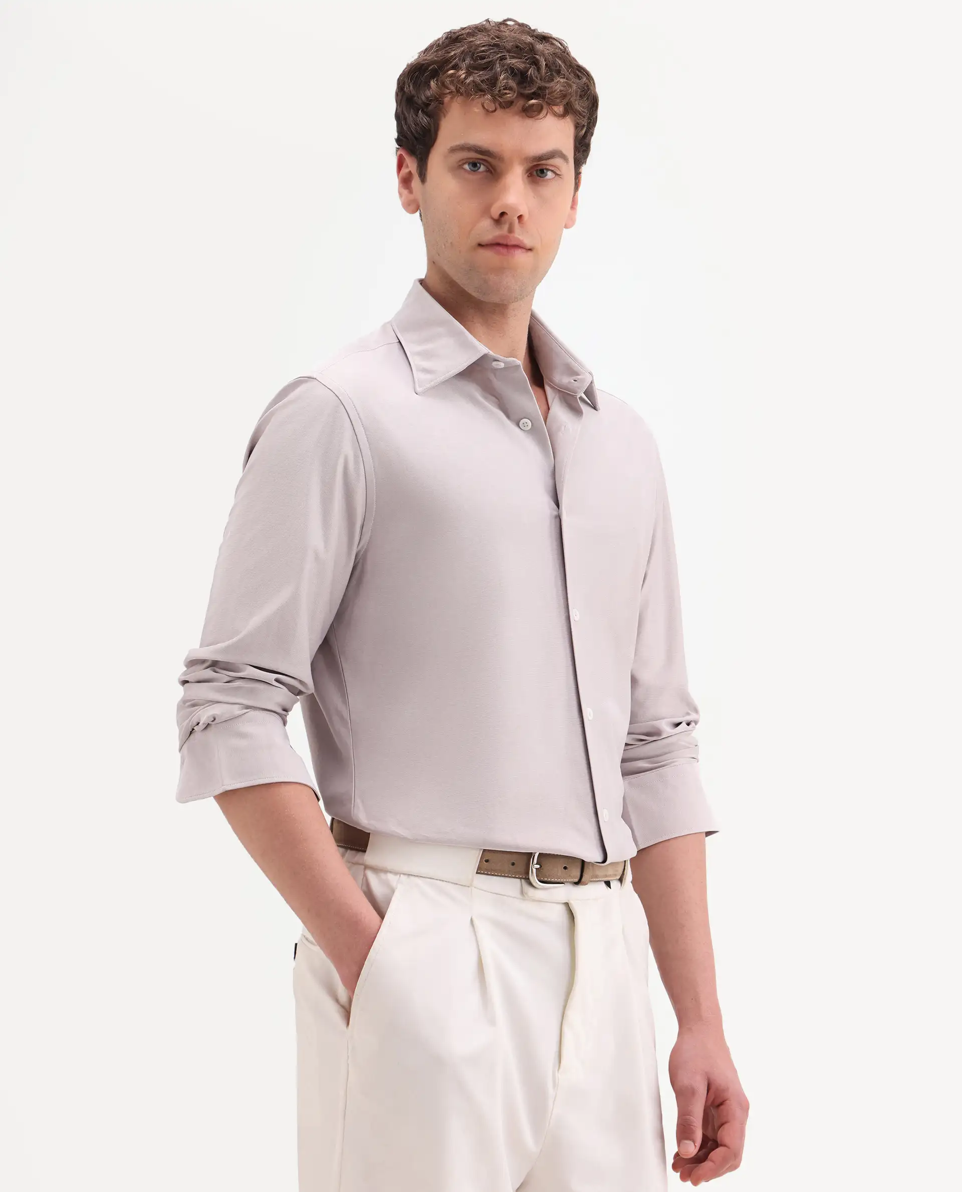 Rare Rabbit Men's Bogi Light Pink Cotton Blend Full Sleeve Spread Collar Regular Fit Plain Shirt - Image 5