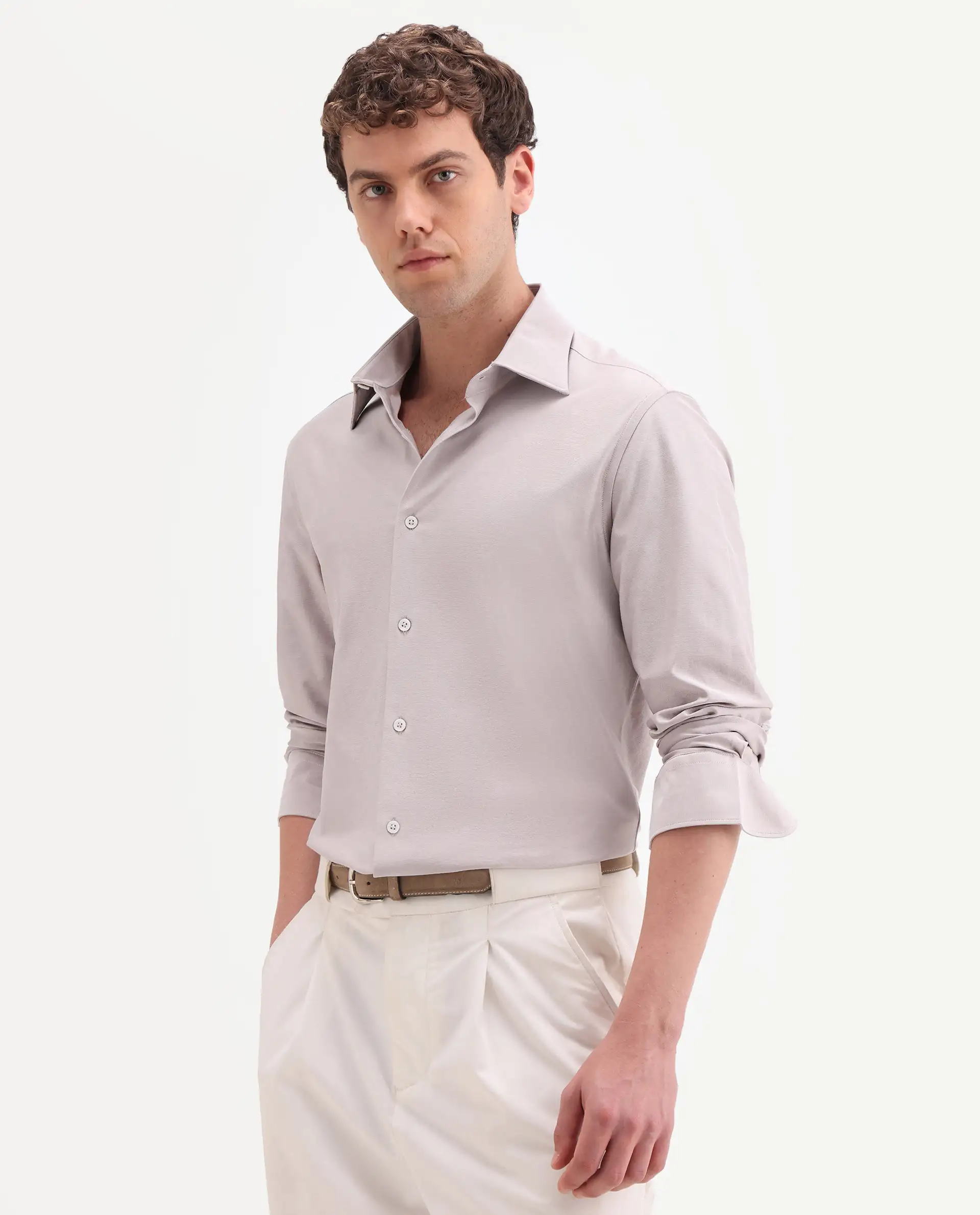 Rare Rabbit Men's Bogi Light Pink Cotton Blend Full Sleeve Spread Collar Regular Fit Plain Shirt - Image 6