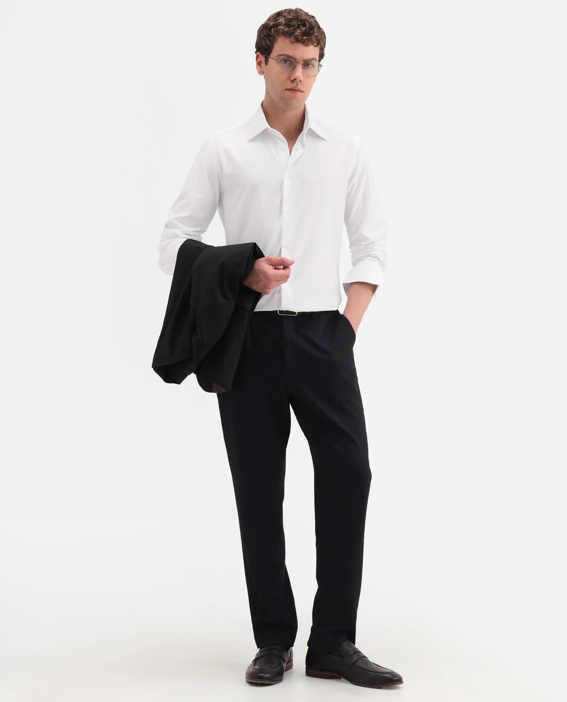 Rare Rabbit Men's Bogi White Cotton Blend Full Sleeve Spread Collar Regular Fit Plain Shirt - Image 2