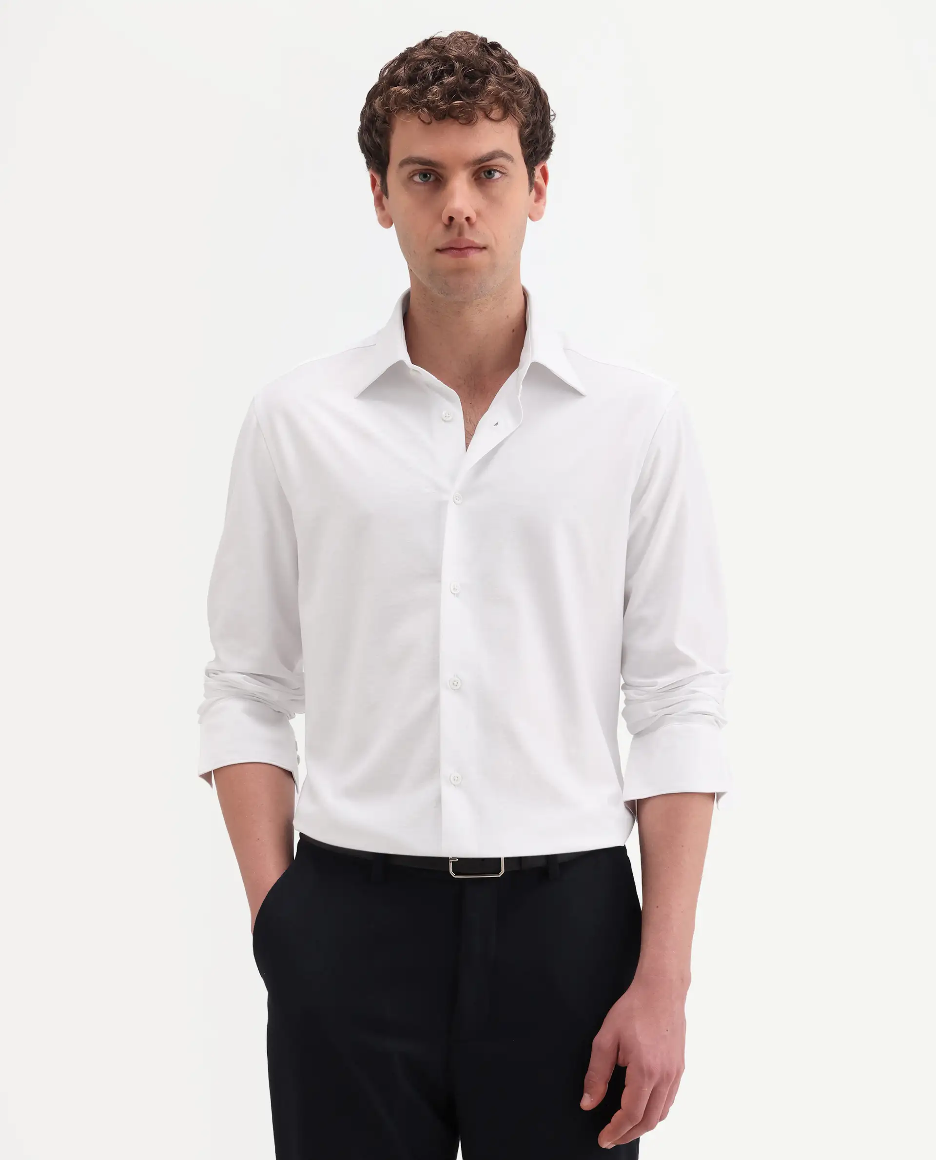 Rare Rabbit Men's Bogi White Cotton Blend Full Sleeve Spread Collar Regular Fit Plain Shirt - Image 4
