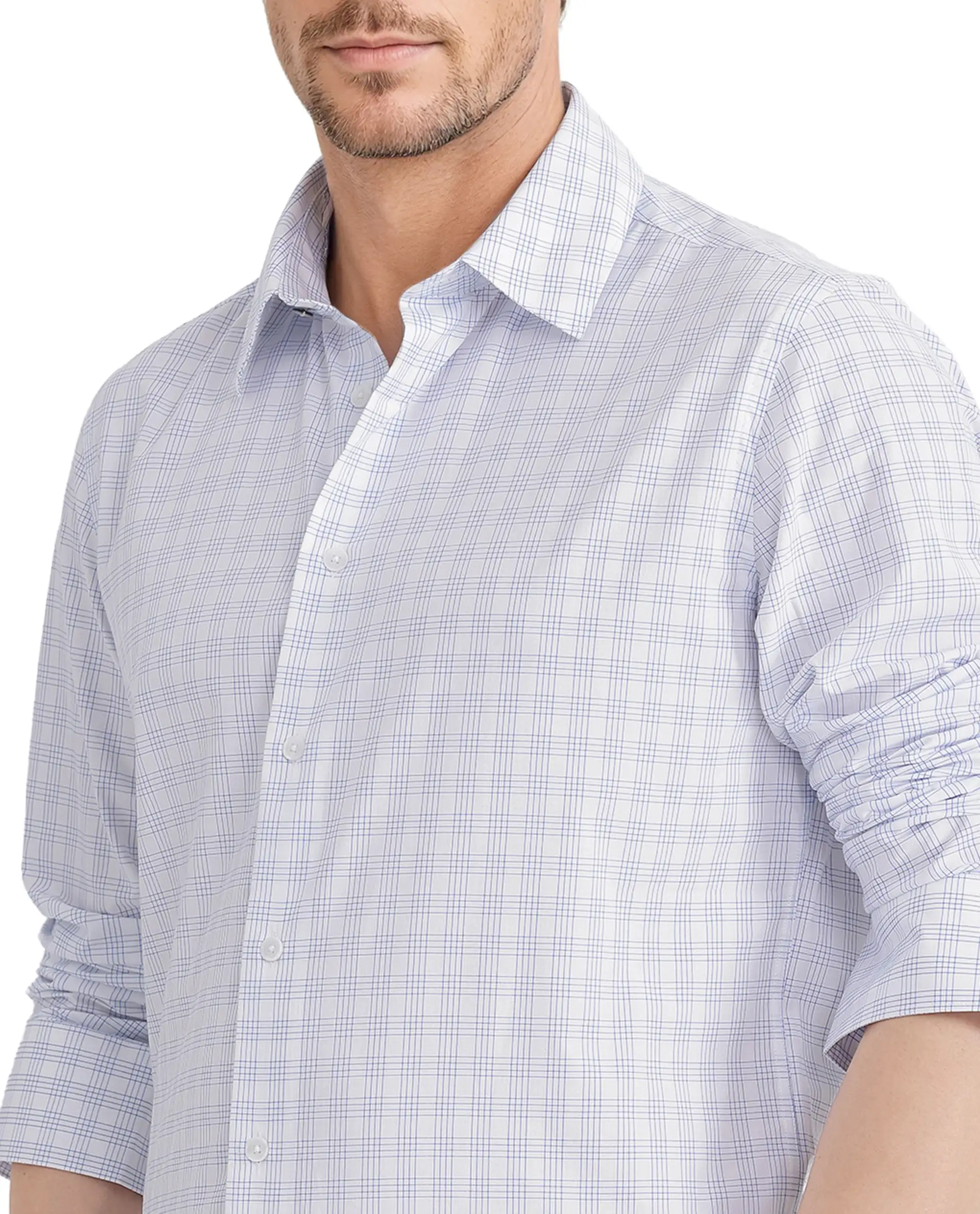 Rare Rabbit Men's Bogot Blue Cotton Checked Print Regular Fit Full Sleeve Collared Shirt - Image 3