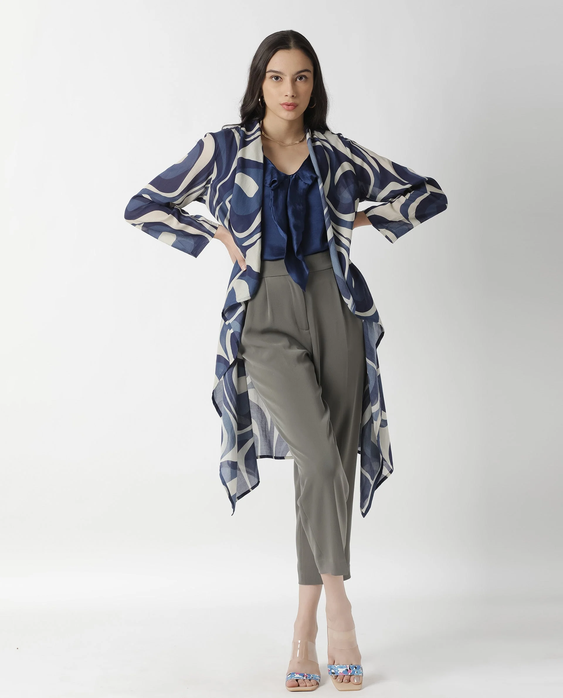 Rareism Women Bohem Blue Overlayer Full Sleeves Printed - Image 10