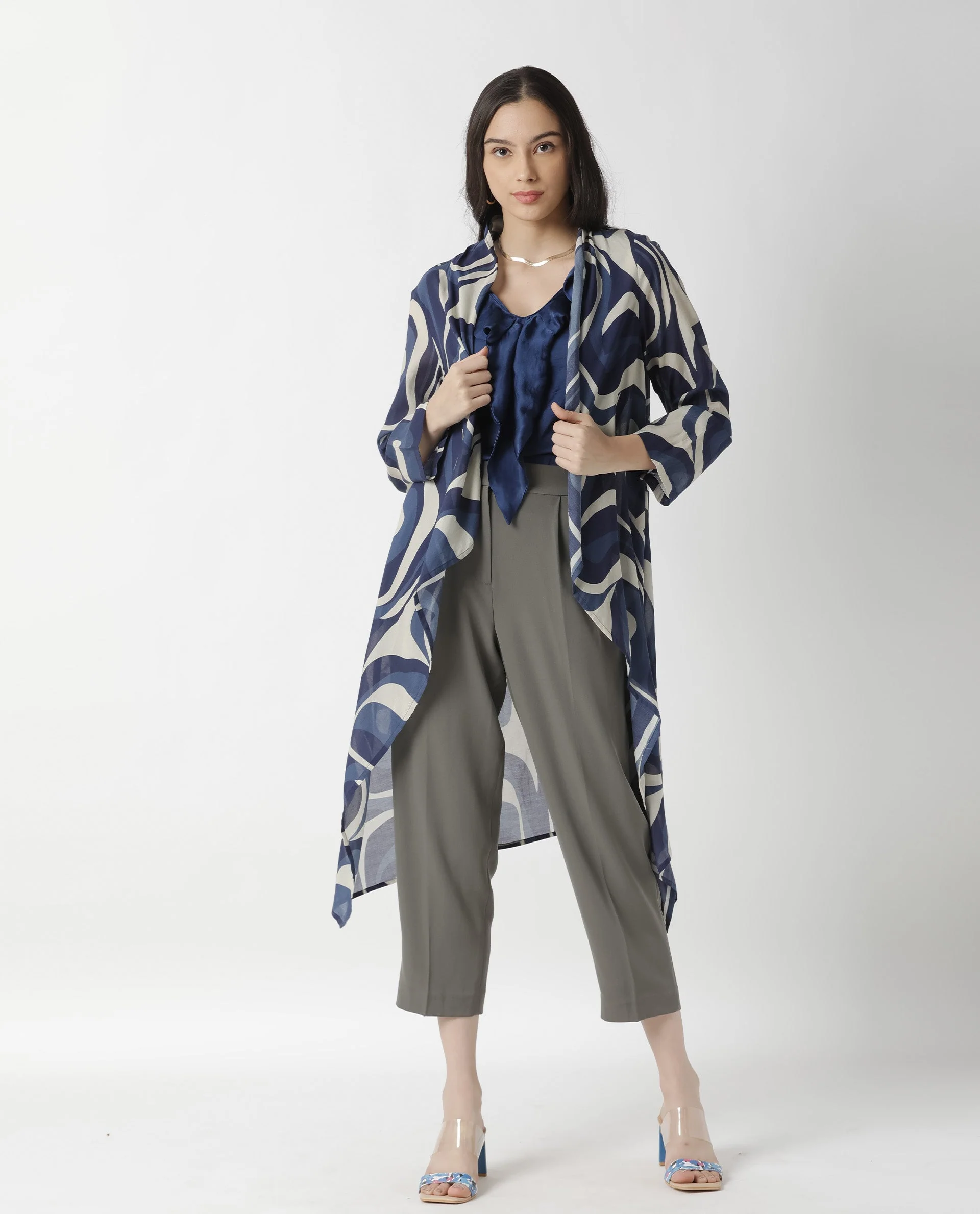Rareism Women Bohem Blue Overlayer Full Sleeves Printed - Image 5