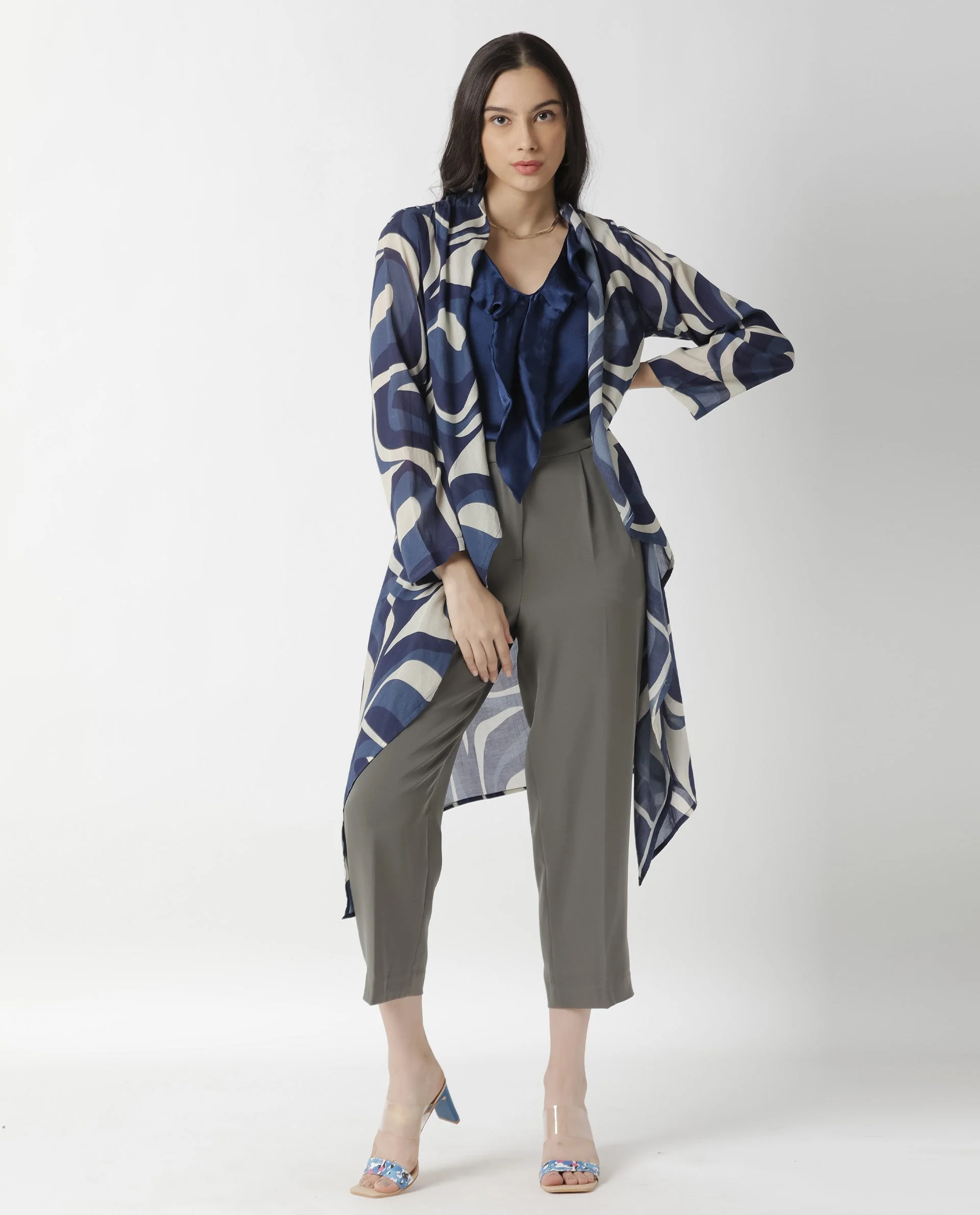 Rareism Women Bohem Blue Overlayer Full Sleeves Printed - Image 6