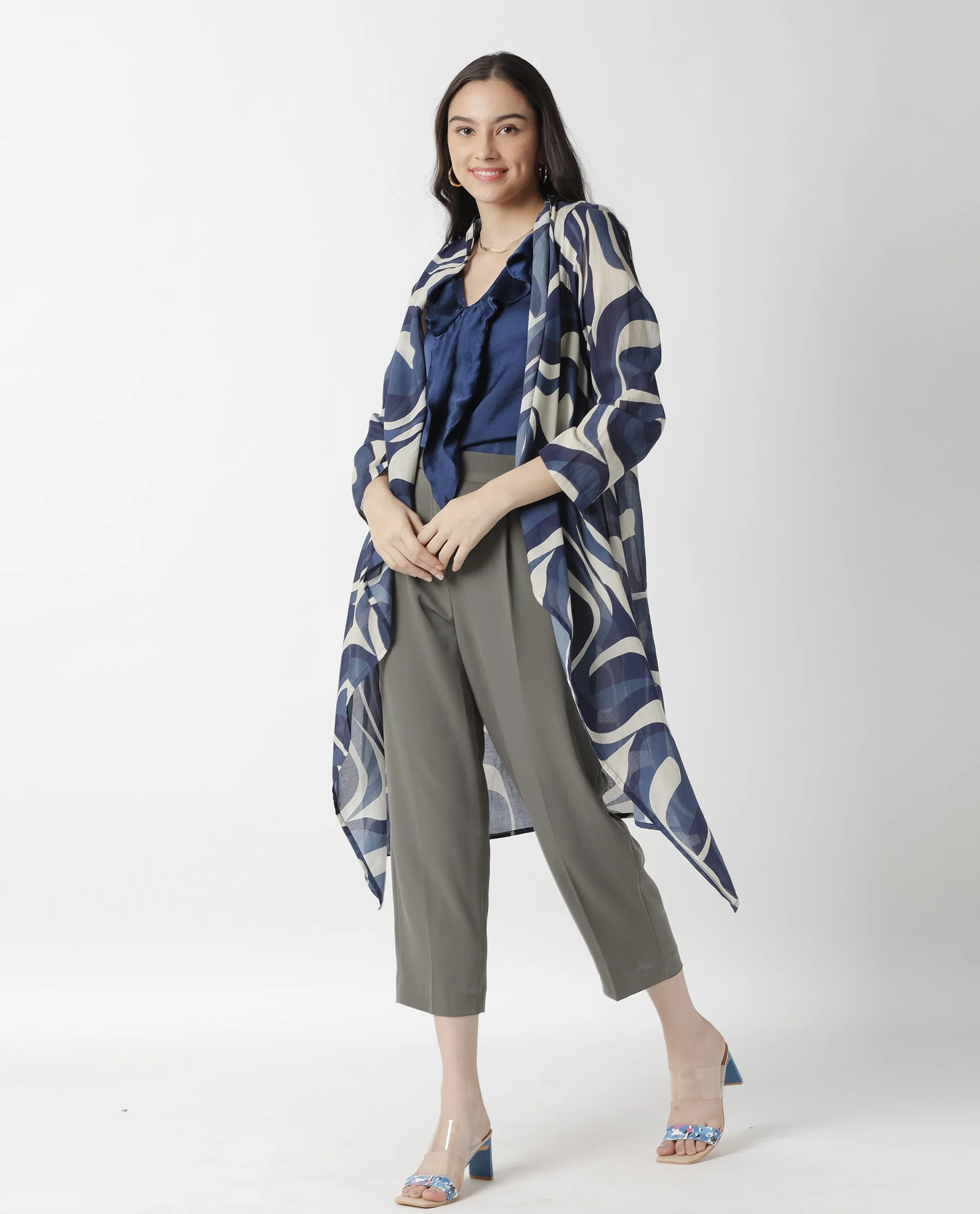 Rareism Women Bohem Blue Overlayer Full Sleeves Printed - Image 8