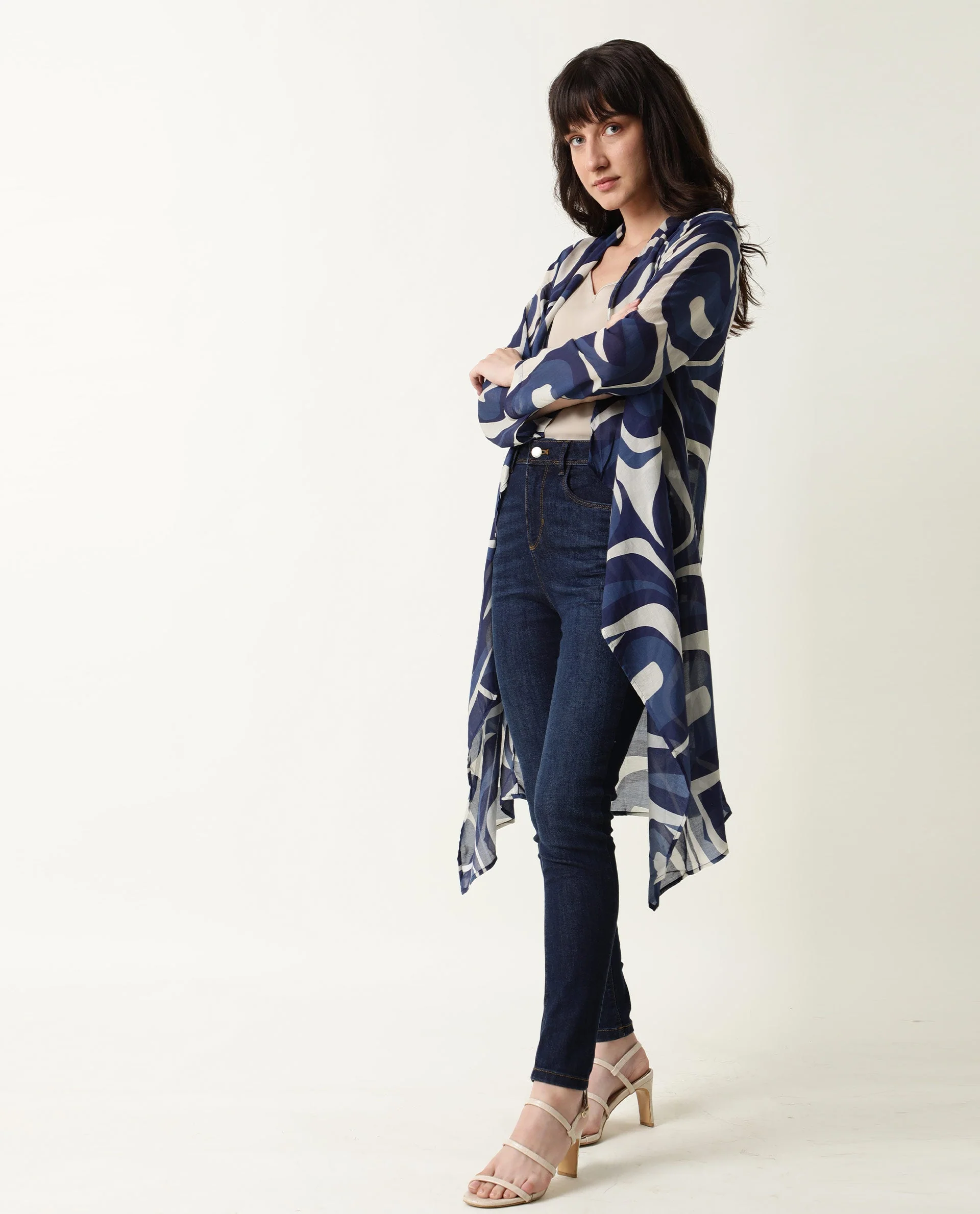 Rareism Women Bohem Blue Overlayer Full Sleeves Printed - Image 9