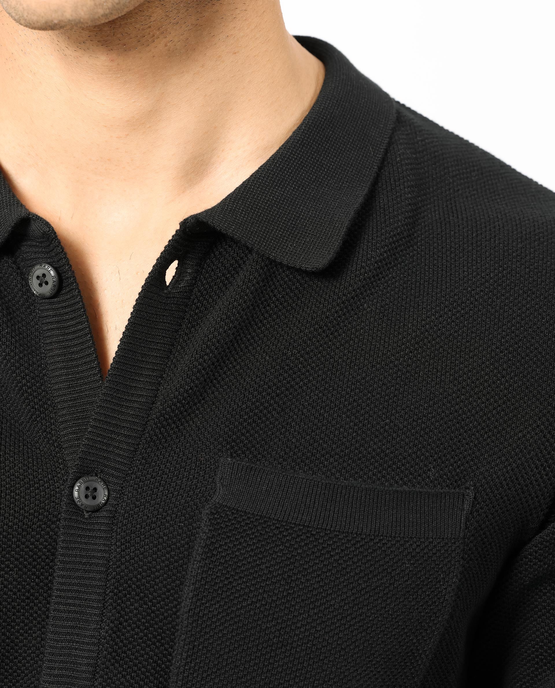 Rare Rabbit Men's Boise Ls Black Cotton Plain Regular Fit Full Sleeve Collared Shirt - Image 2