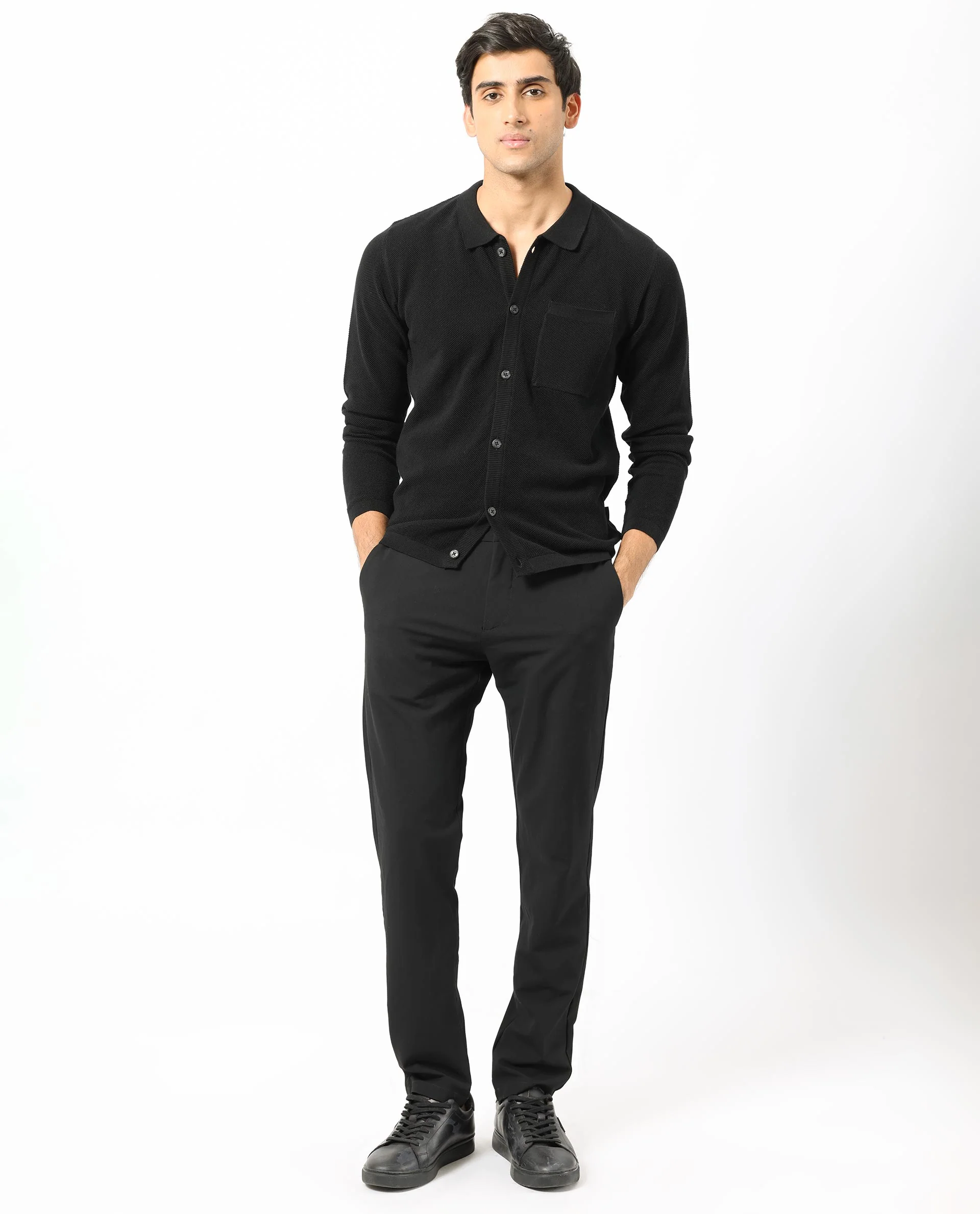 Rare Rabbit Men's Boise Ls Black Cotton Plain Regular Fit Full Sleeve Collared Shirt - Image 3