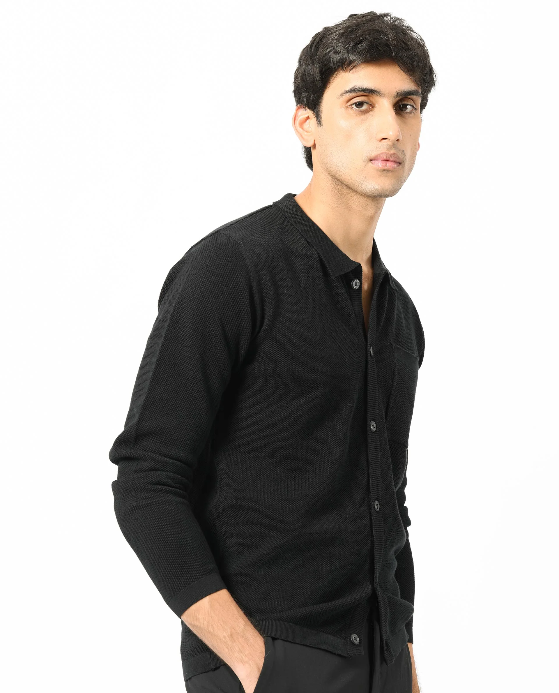Rare Rabbit Men's Boise Ls Black Cotton Plain Regular Fit Full Sleeve Collared Shirt - Image 8