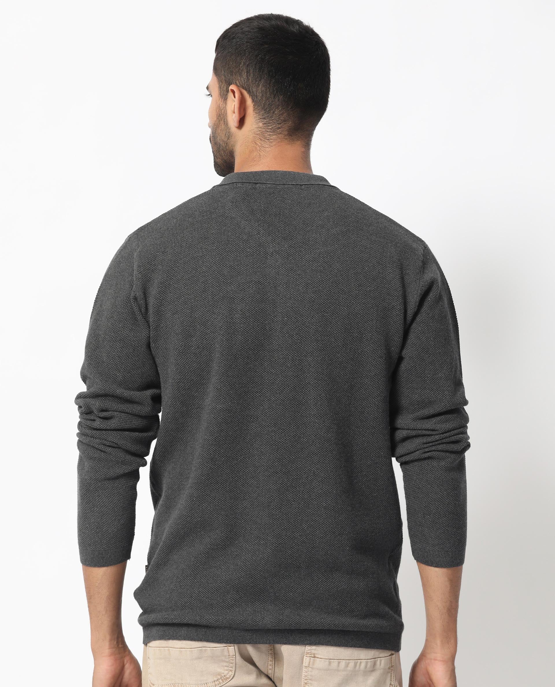 Rare Rabbit Men's Boise Ls Dark Grey Cotton Plain Regular Fit Full Sleeve Collared Shirt - Image 9