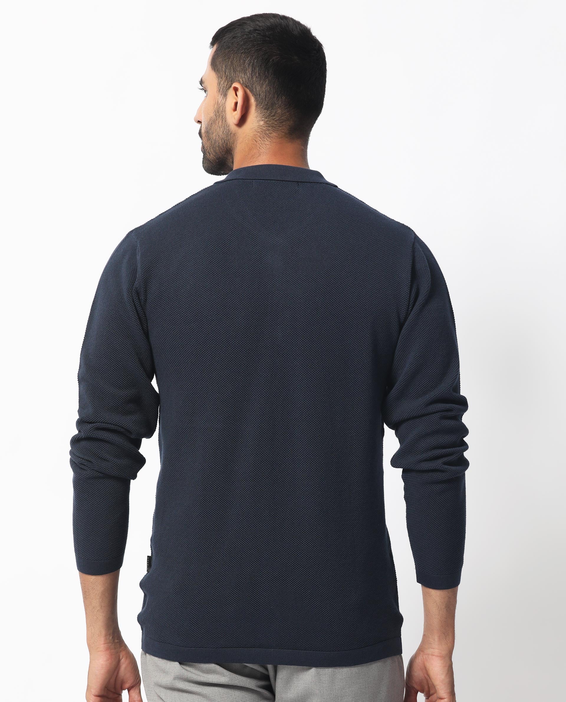 Rare Rabbit Men's Boise Ls Dusky Navy Cotton Plain Regular Fit Full Sleeve Collared Shirt - Image 9
