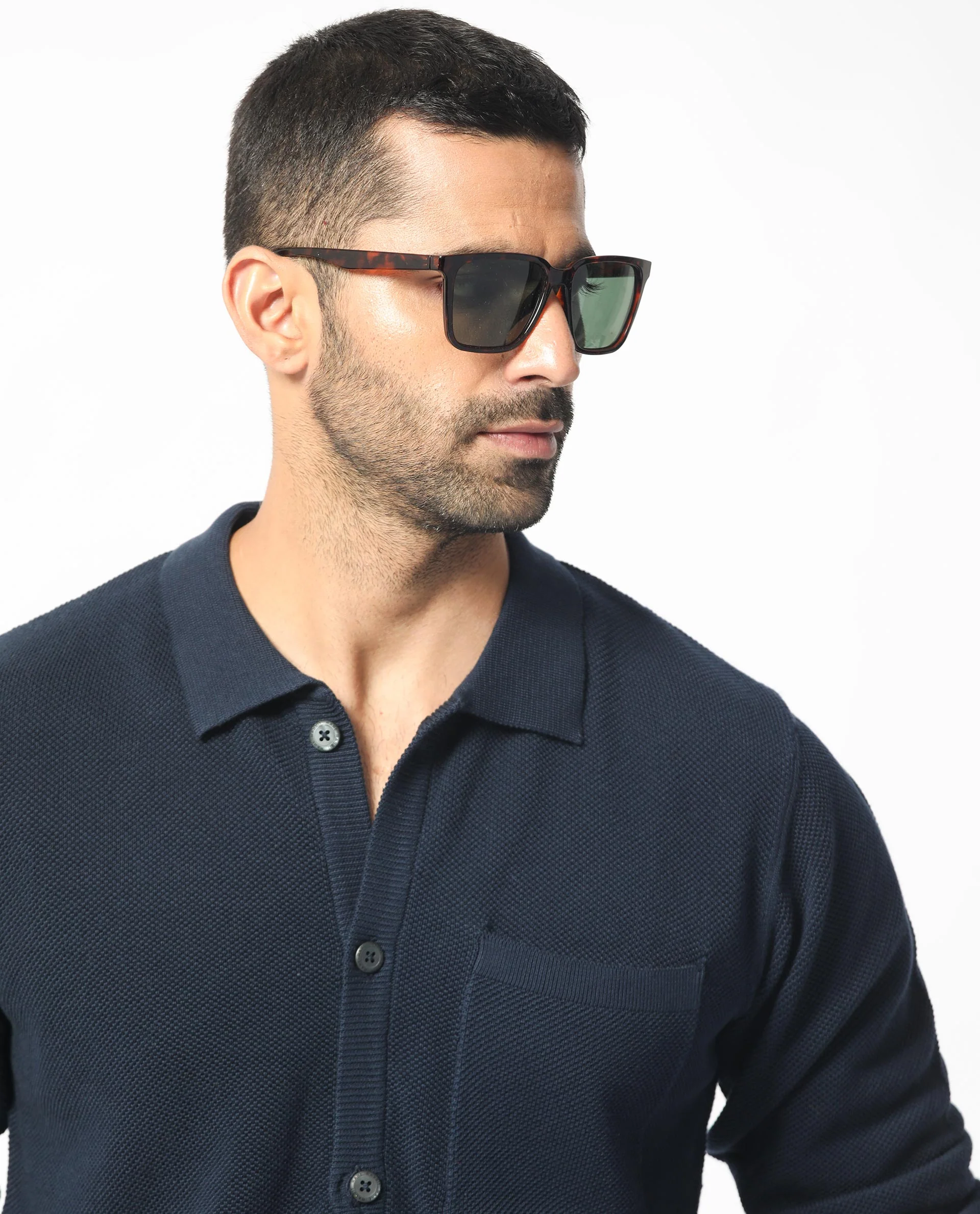 Rare Rabbit Men's Boise Ls Navy Cotton Plain Regular Fit Full Sleeve Collared Shirt - Image 5