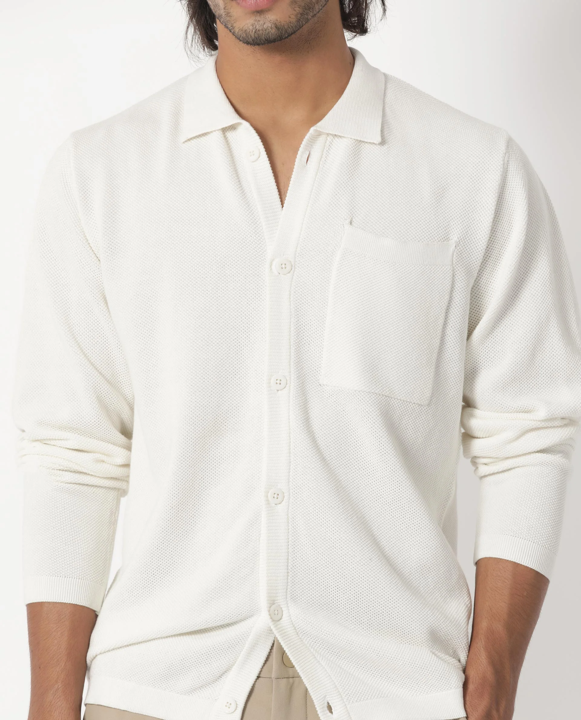 Rare Rabbit Men's Boise Ls Off White Cotton Plain Regular Fit Spread Collar Shirt - Image 2