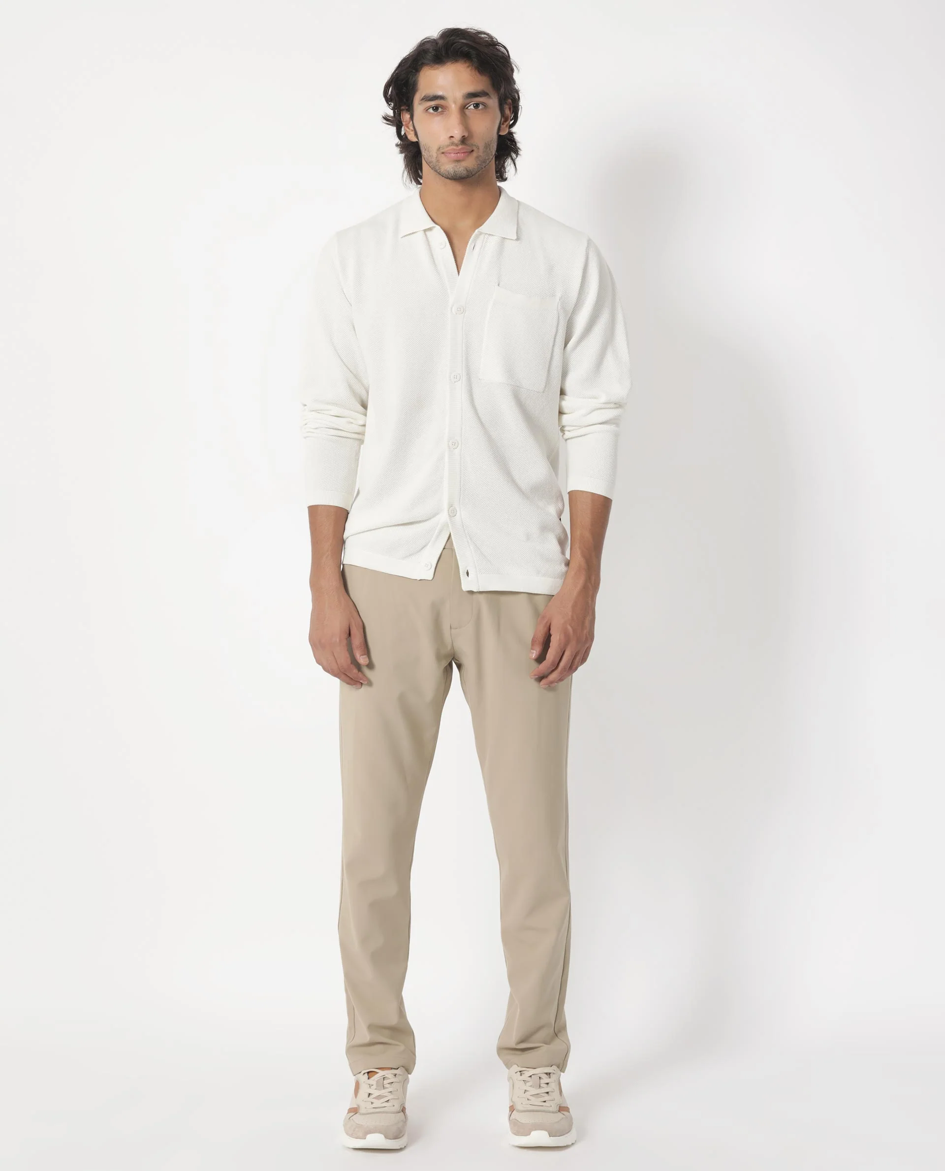 Rare Rabbit Men's Boise Ls Off White Cotton Plain Regular Fit Spread Collar Shirt - Image 3