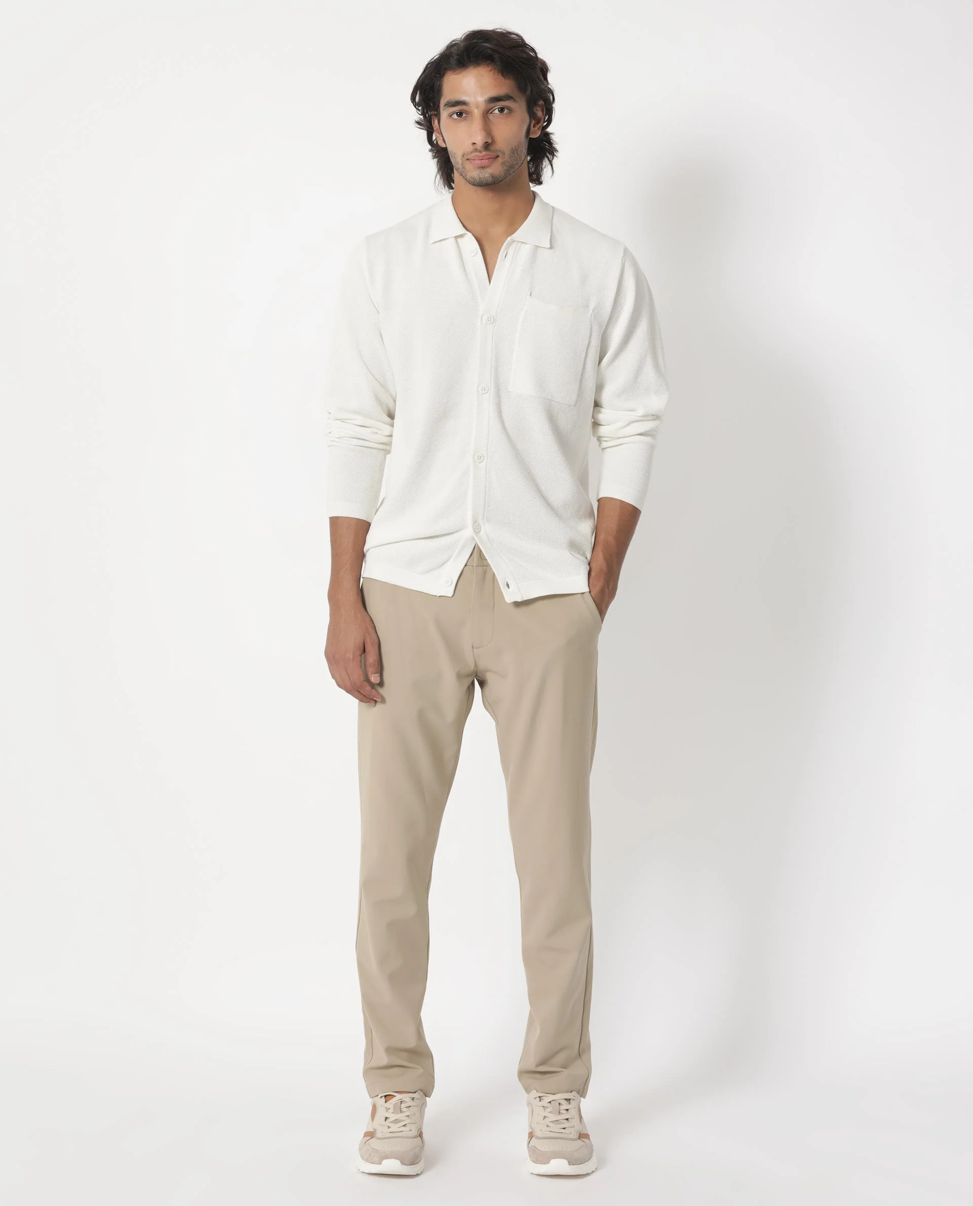 Rare Rabbit Men's Boise Ls Off White Cotton Plain Regular Fit Spread Collar Shirt - Image 4