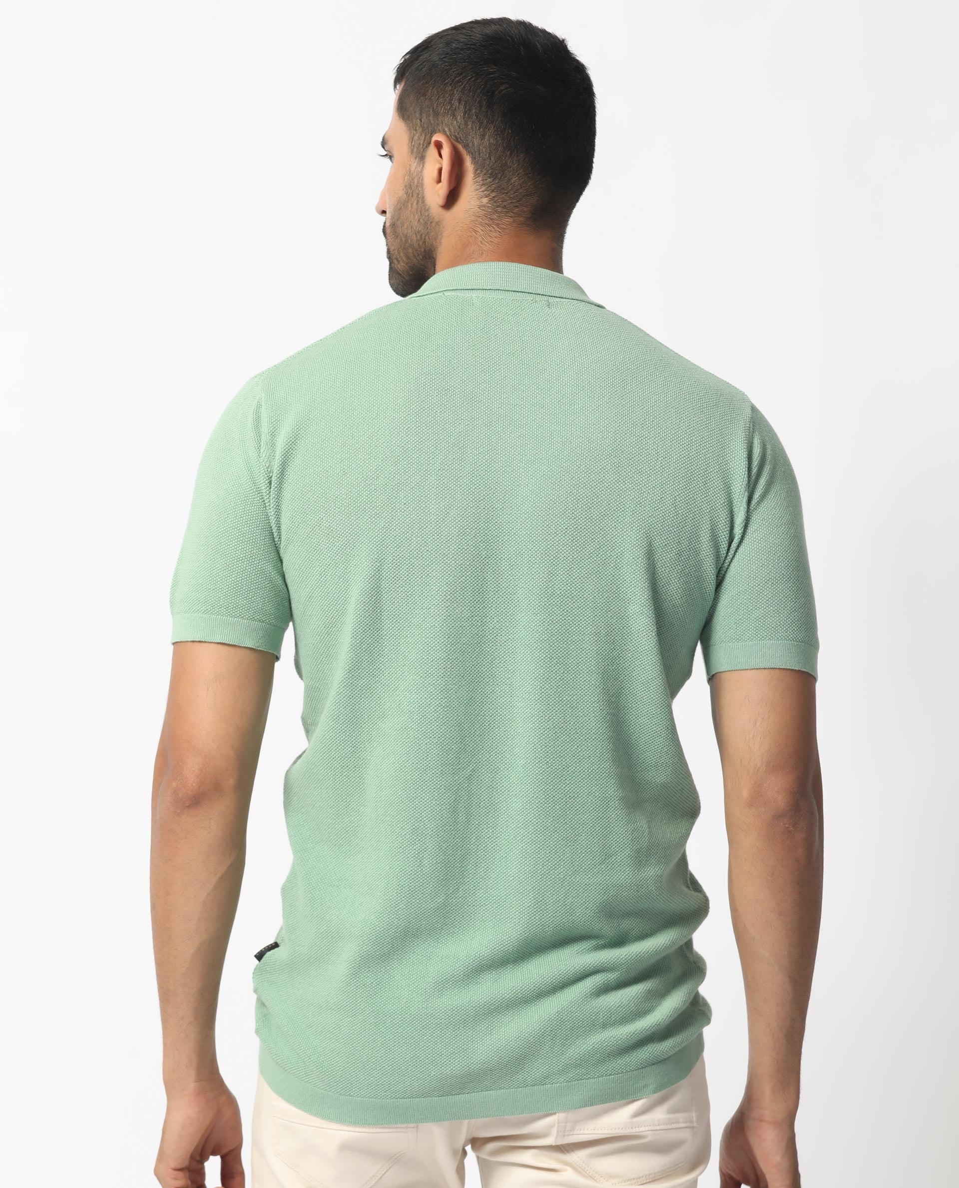 Rare Rabbit Men's Boise Ss Dusky Green Cotton Plain Regular Fit Half Sleeve Collared Shirt - Image 9