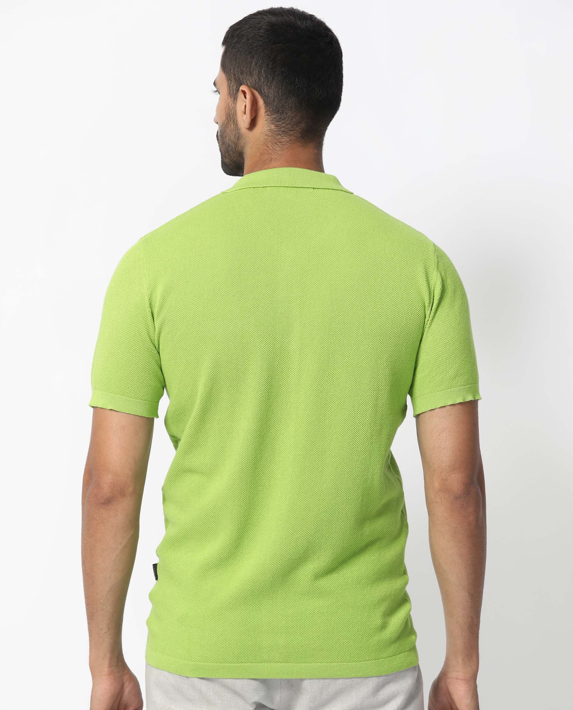 Rare Rabbit Men's Boise Ss Flouroscent Green Regular Fit Shirt - Image 9