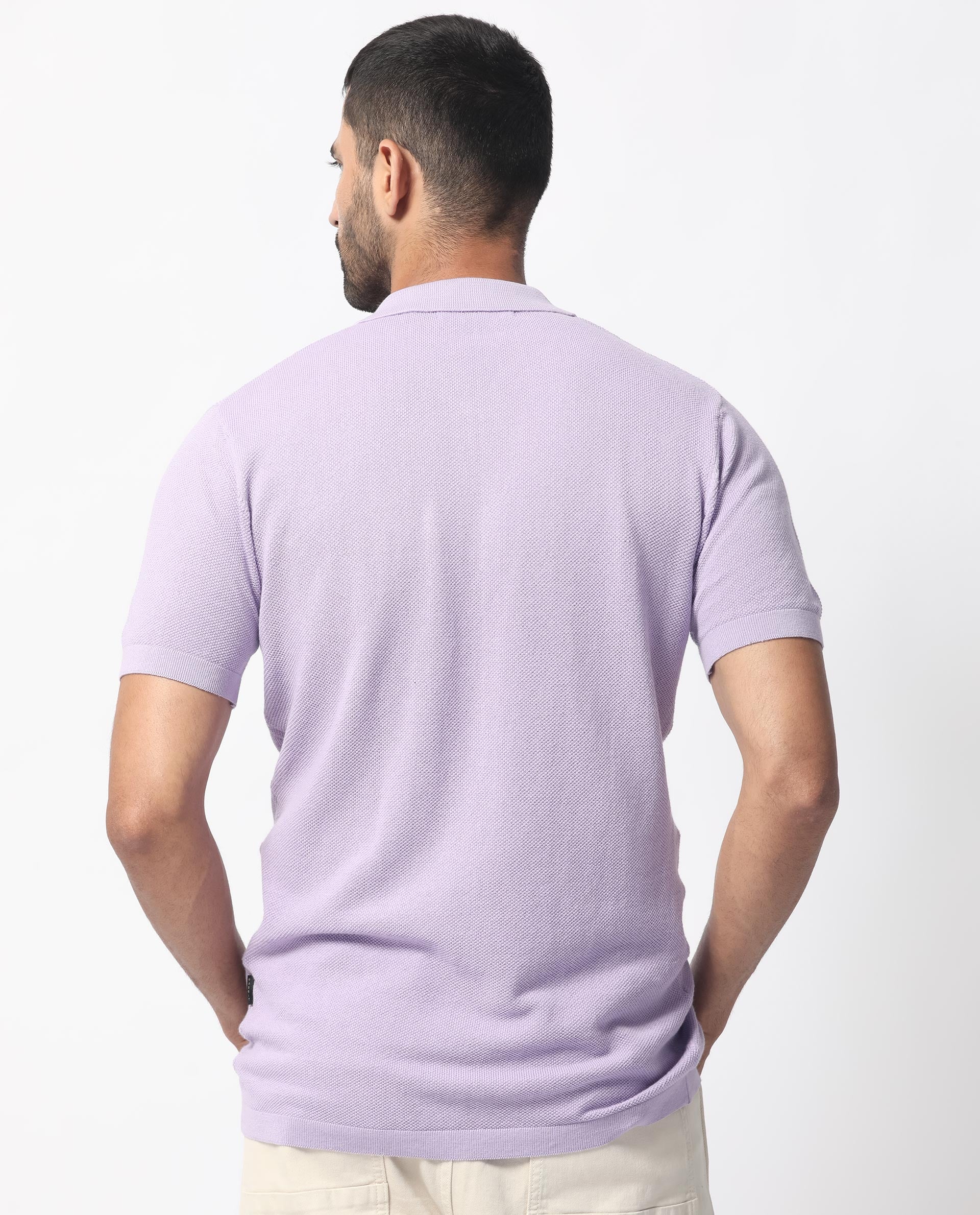 Rare Rabbit Men's Boise Ss Pastel Purple Cotton Plain Regular Fit Half Sleeve Collared Shirt - Image 9