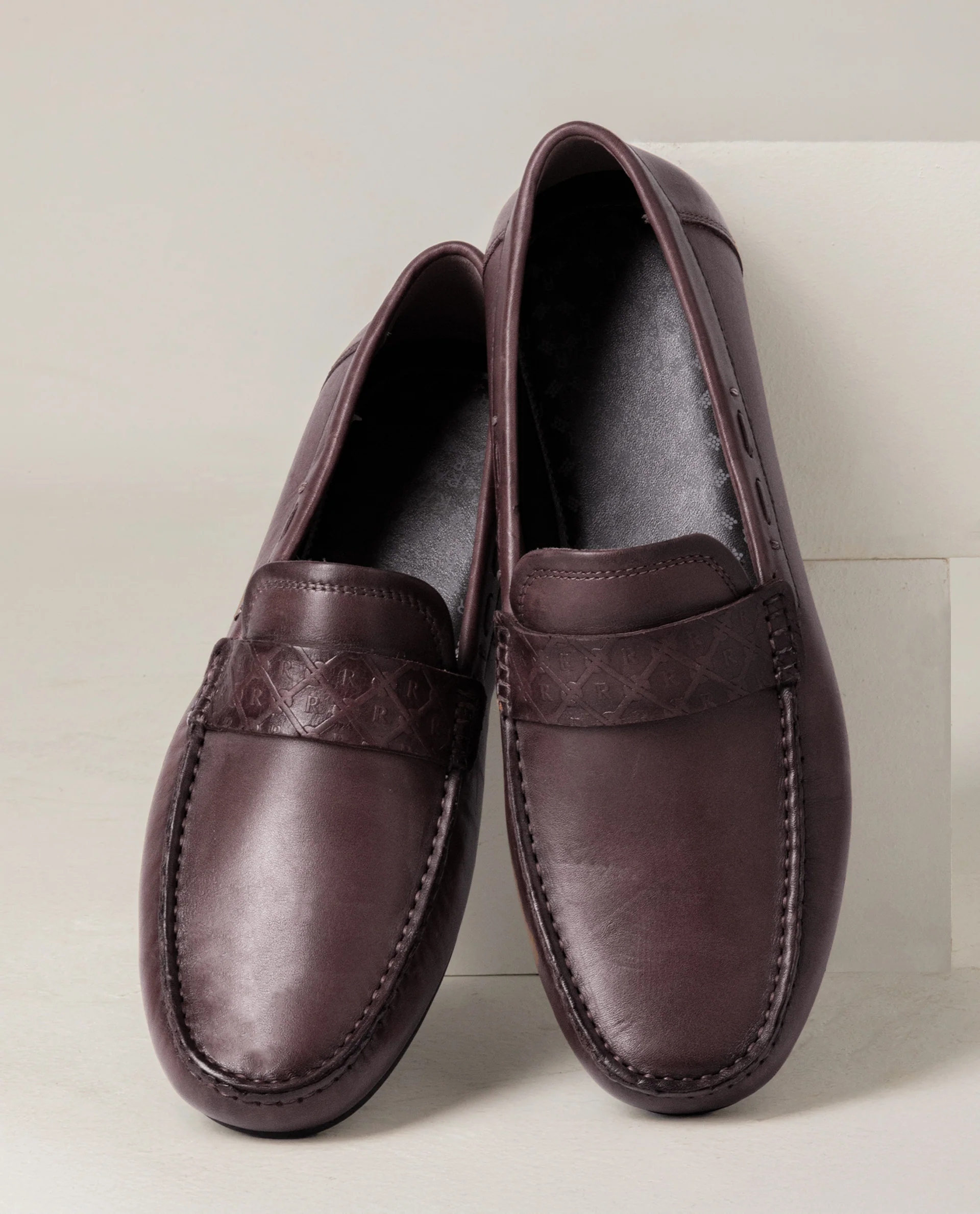 Rare Rabbit Men's Bold Brown Slip-On Monotone Genuine Leather Driver Moccasin - Image 3