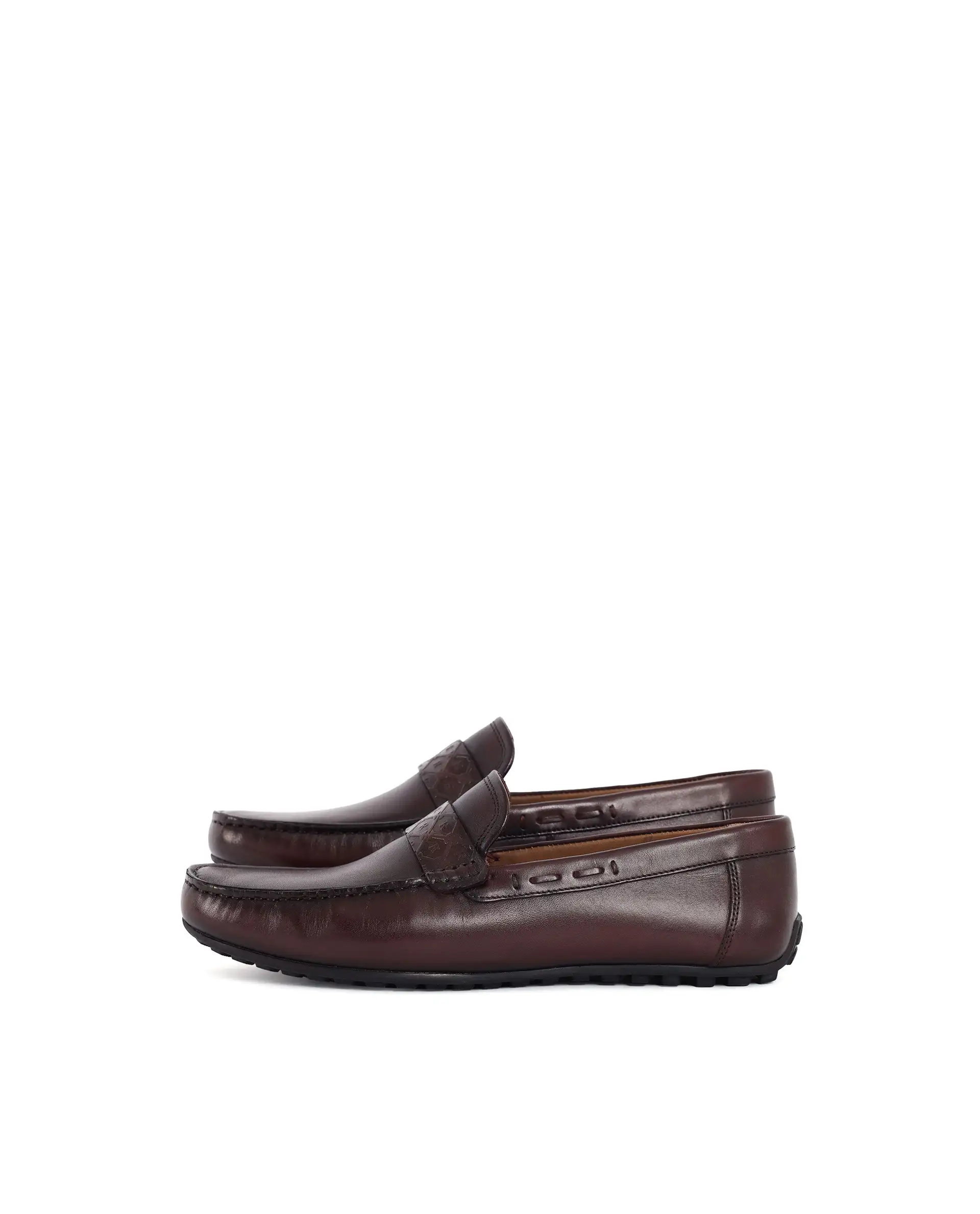 Rare Rabbit Men's Bold Burgundy Slip-On Monotone Genuine Leather Driver Moccasin - Image 5