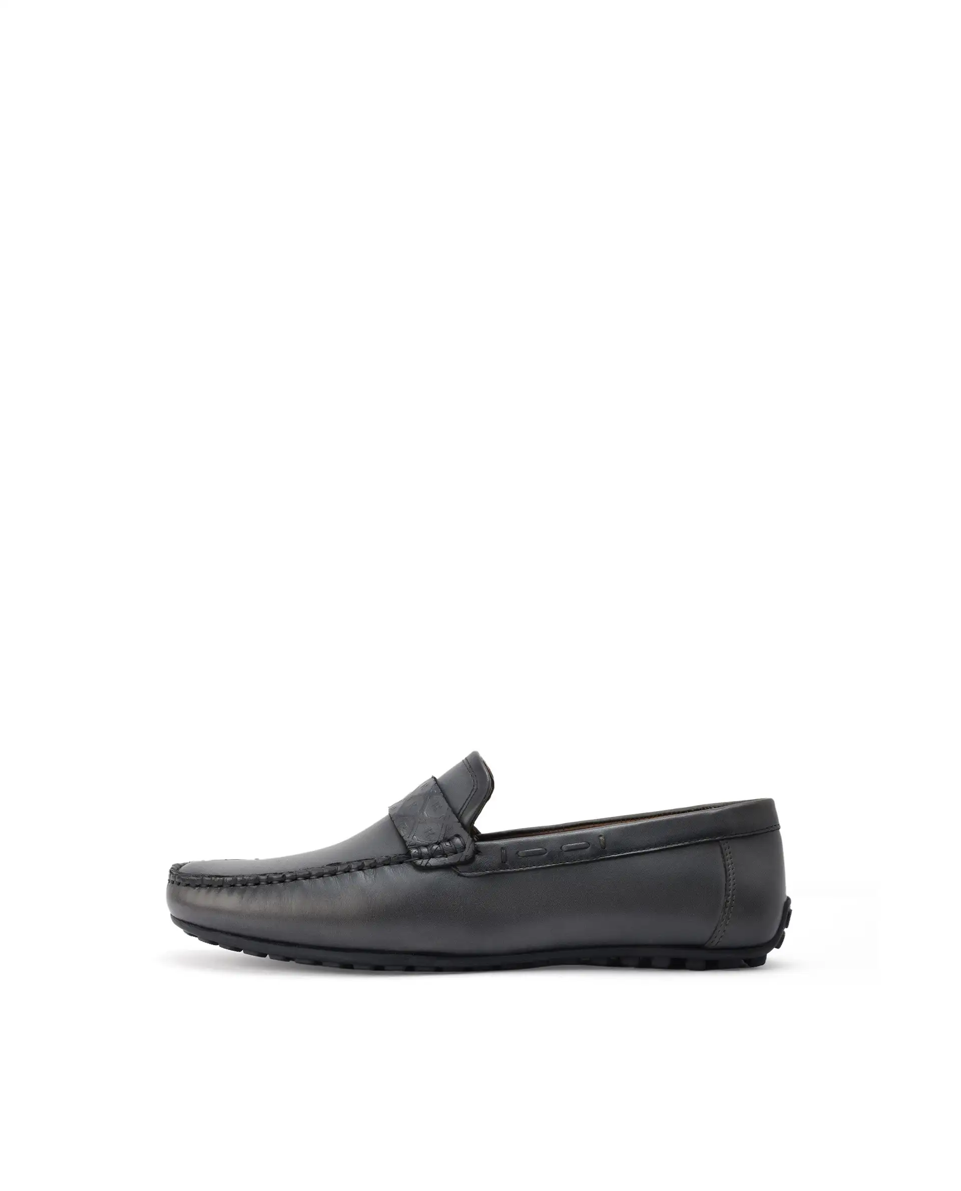 Rare Rabbit Men's Bold Dark Olive Slip-On Monotone Genuine Leather Driver Moccasin - Image 2