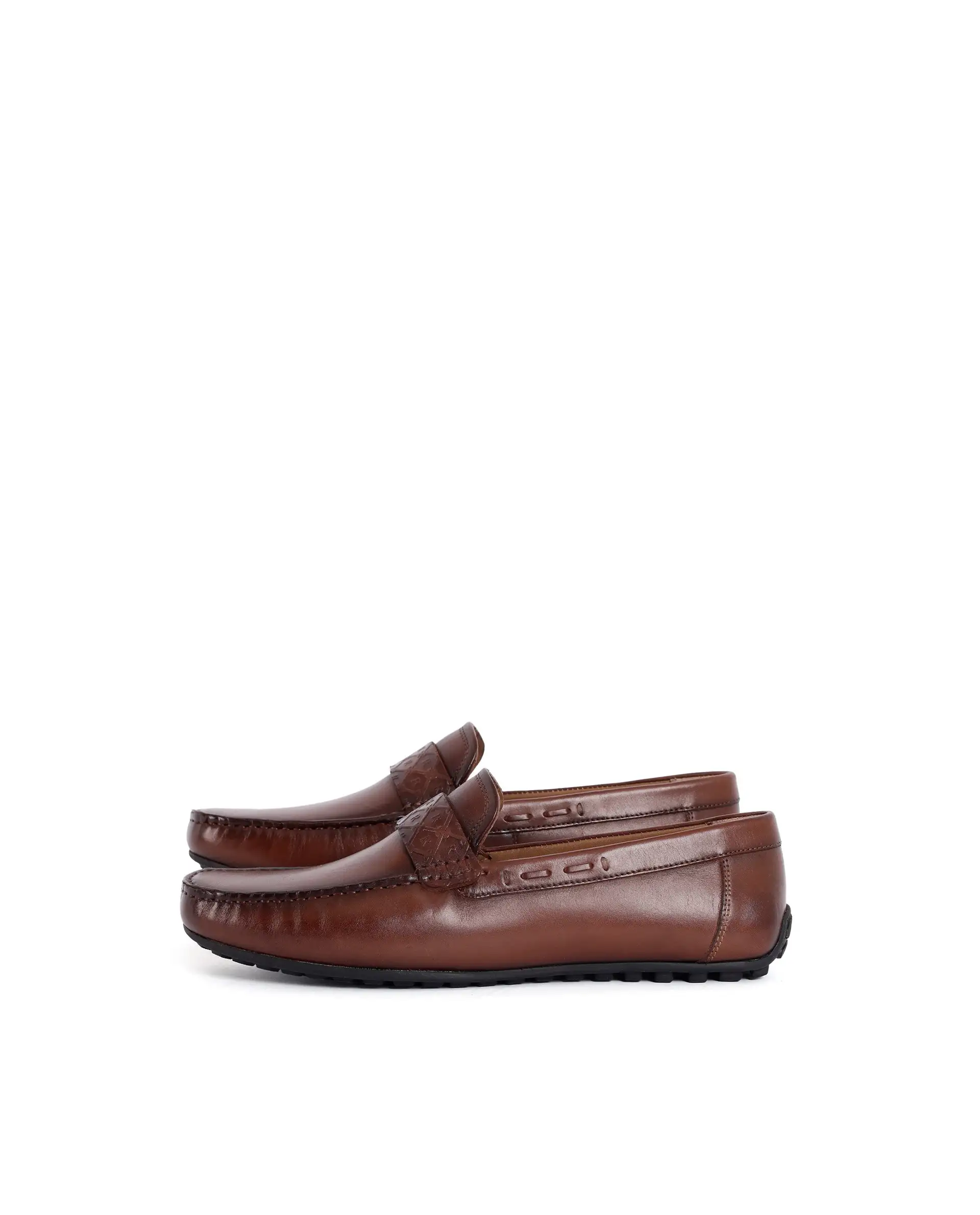 Rare Rabbit Men's Bold Tan Slip-On Monotone Genuine Leather Driver Moccasin - Image 5