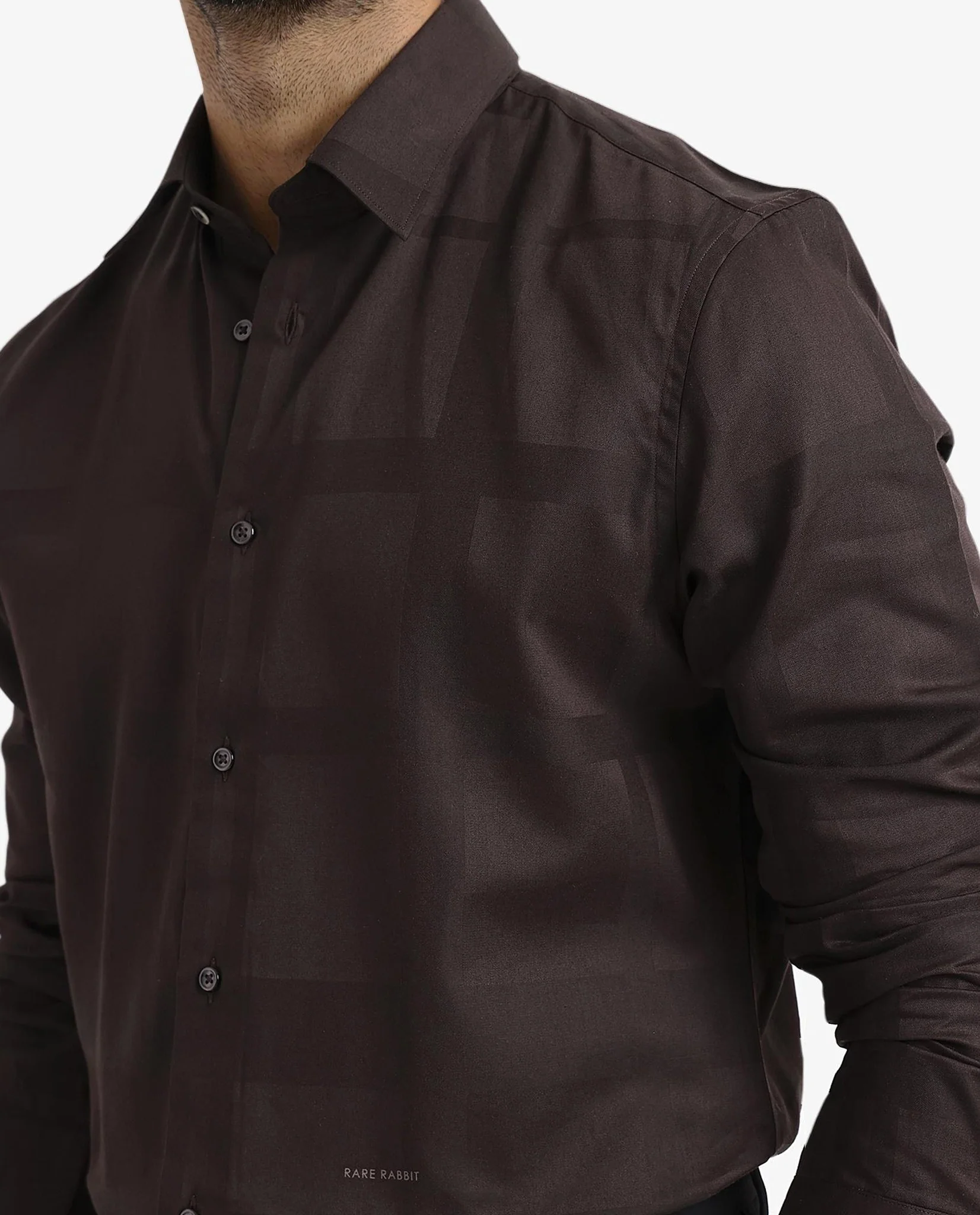 Rare Rabbit Men's Bolin Dark Brown Cotton Striped Print Regular Fit Full Sleeve Collared Shirt - Image 3