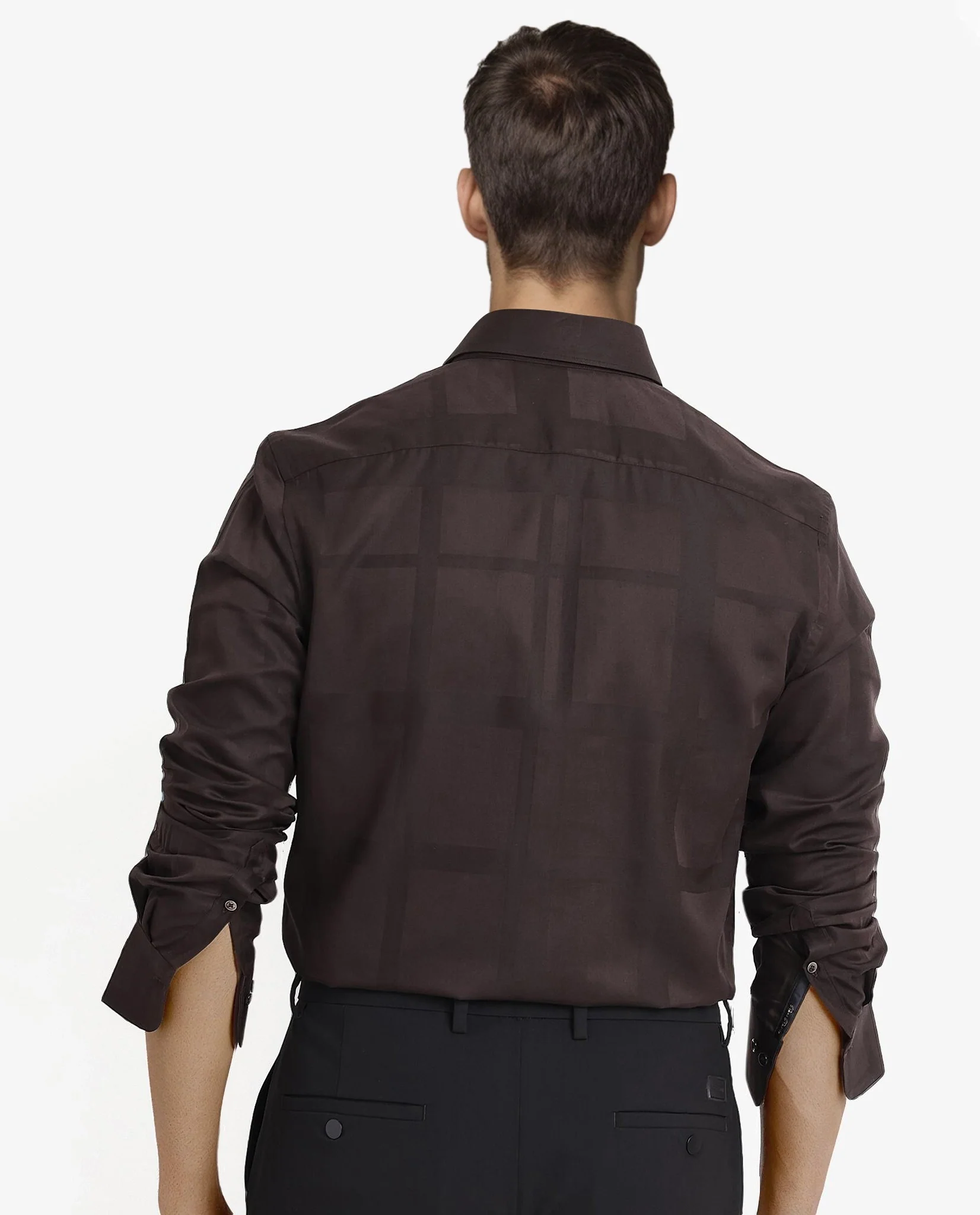 Rare Rabbit Men's Bolin Dark Brown Cotton Striped Print Regular Fit Full Sleeve Collared Shirt - Image 4