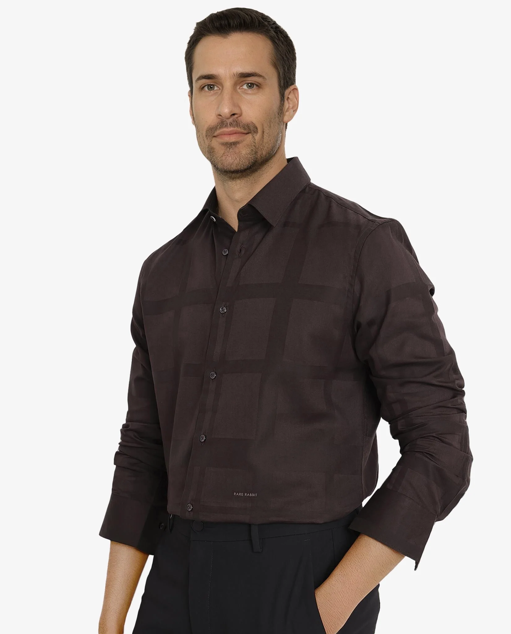 Rare Rabbit Men's Bolin Dark Brown Cotton Striped Print Regular Fit Full Sleeve Collared Shirt - Image 7
