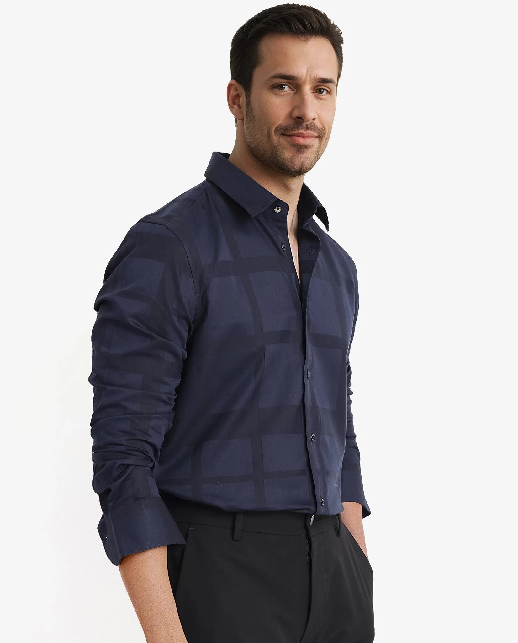 Rare Rabbit Men's Bolin Dark Navy Cotton Striped Print Regular Fit Full Sleeve Collared Shirt - Image 6