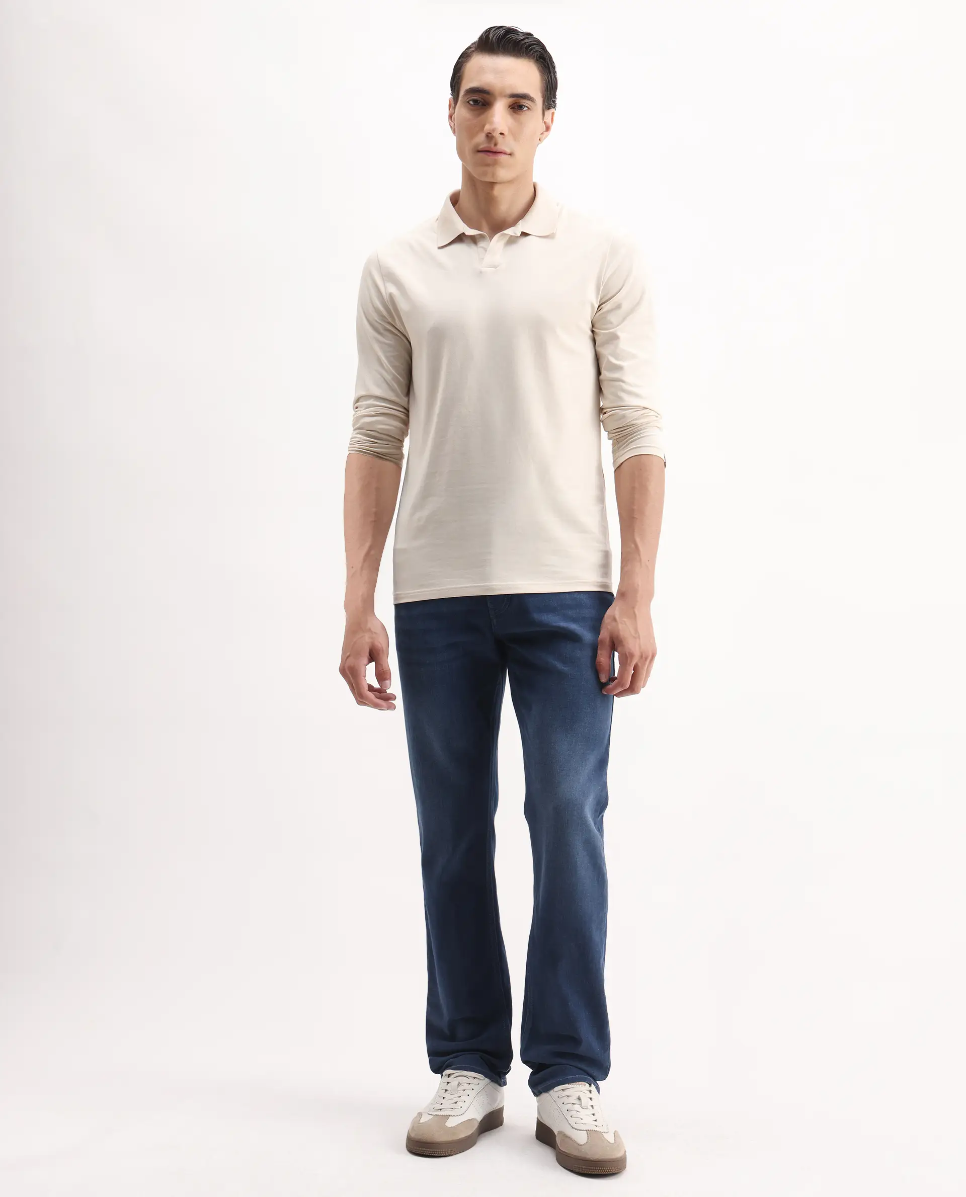 Rare Rabbit Men's Bolt Blue Cotton Blend Plain Morris Regular Fit Jeans - Image 3