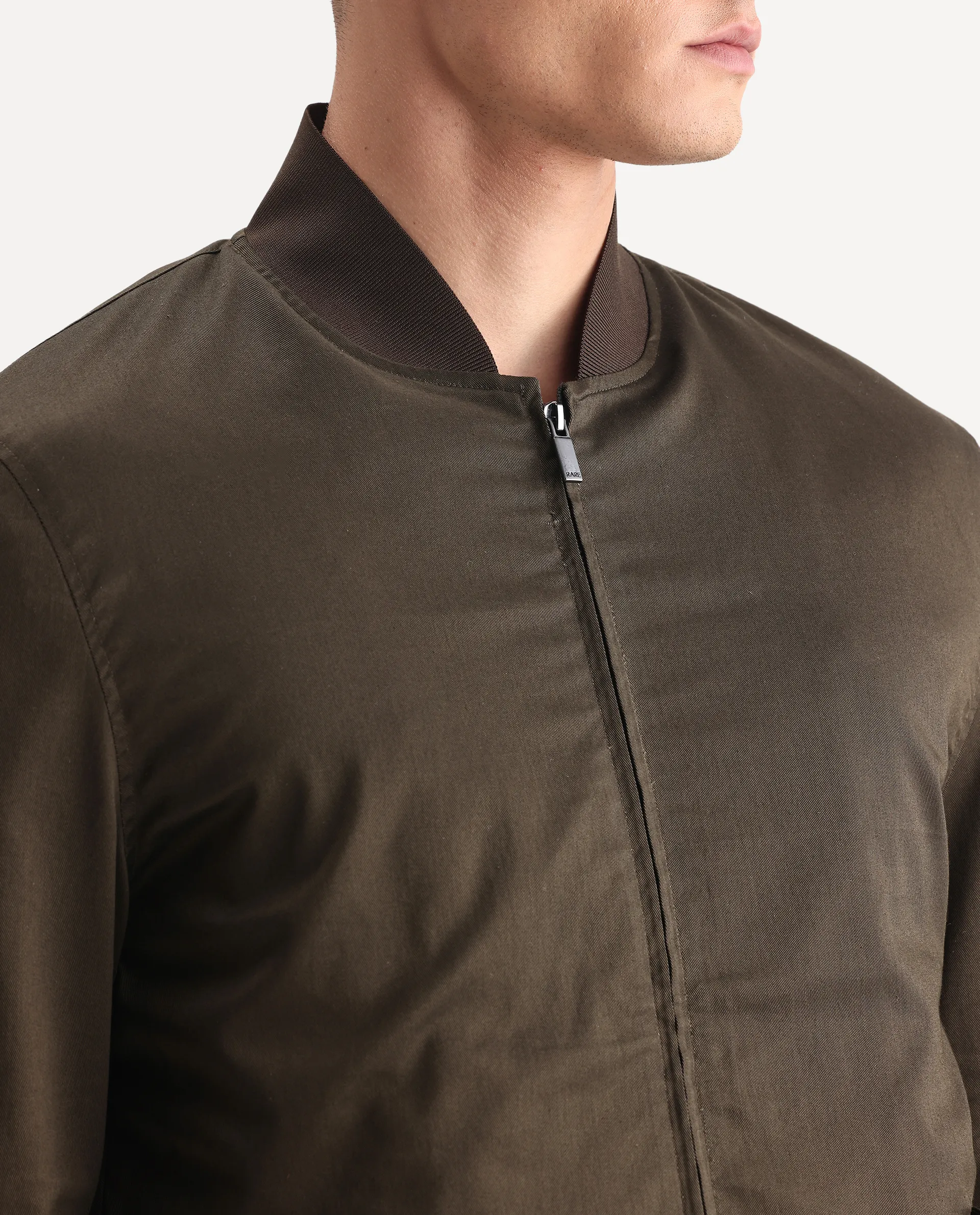 Rare Rabbit Men's Bom Olive Polyester Blend Fabric Ribbed Collar Regular Plain Jacket - Image 3