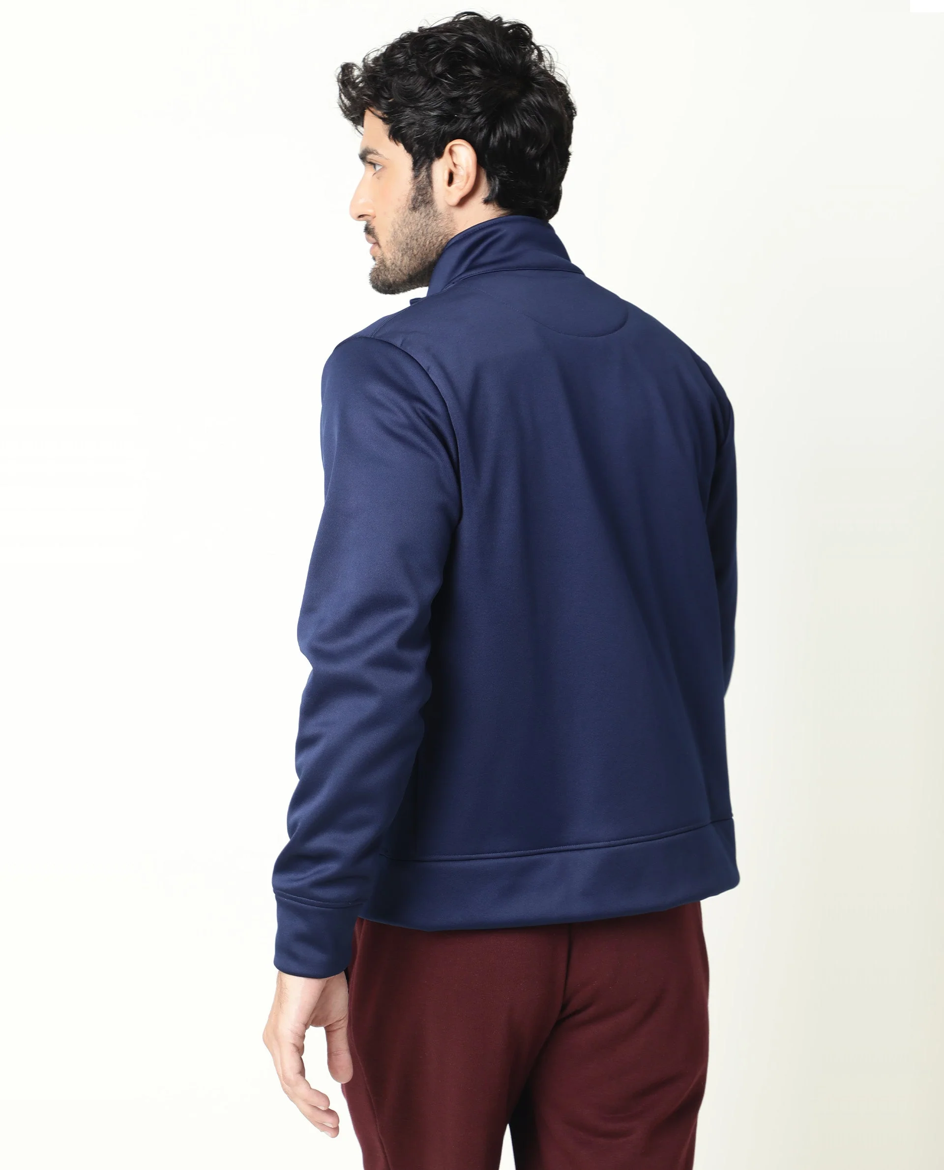 Rare Rabbit Men's Bond Dark Blue Polyester Plain Regular Fit Full Sleeve High Neck Jacket - Image 10