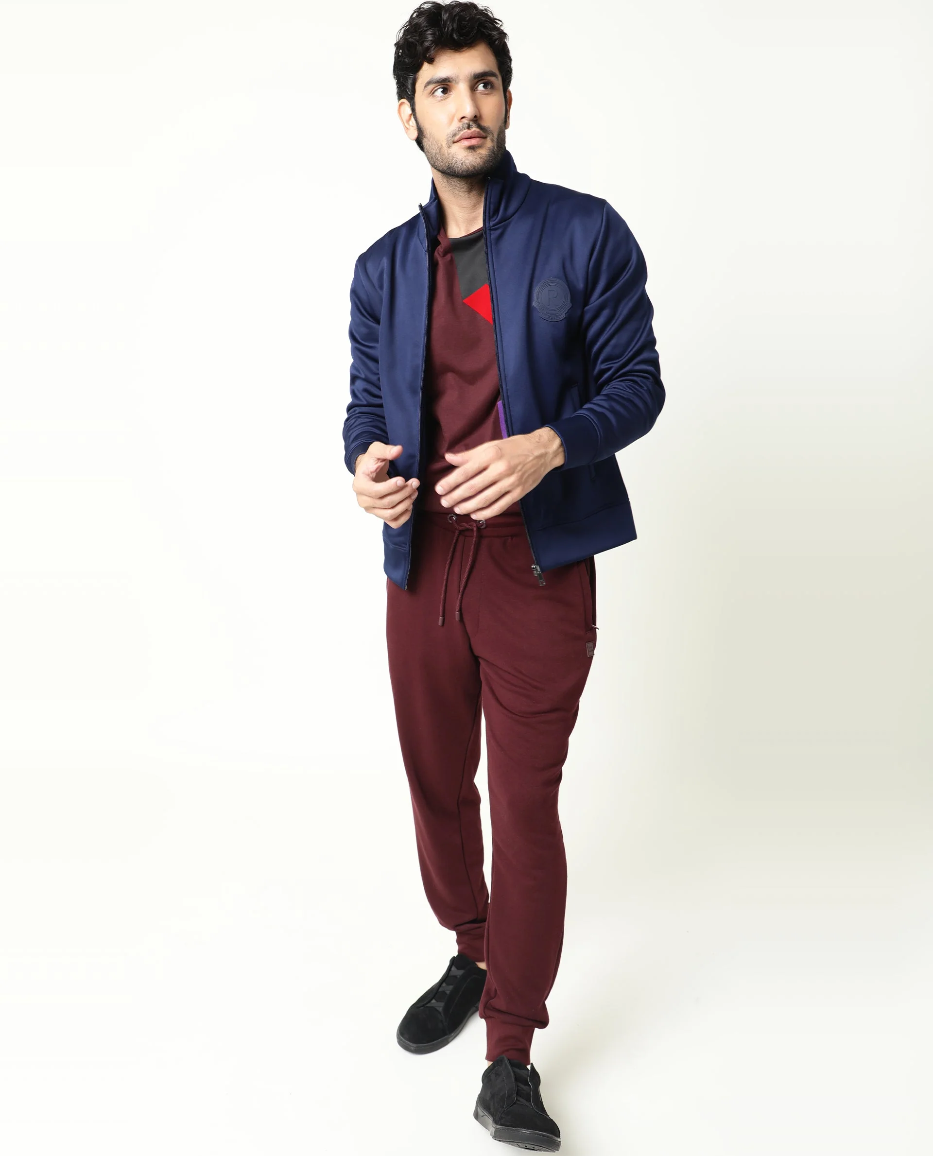 Rare Rabbit Men's Bond Dark Blue Polyester Plain Regular Fit Full Sleeve High Neck Jacket - Image 3