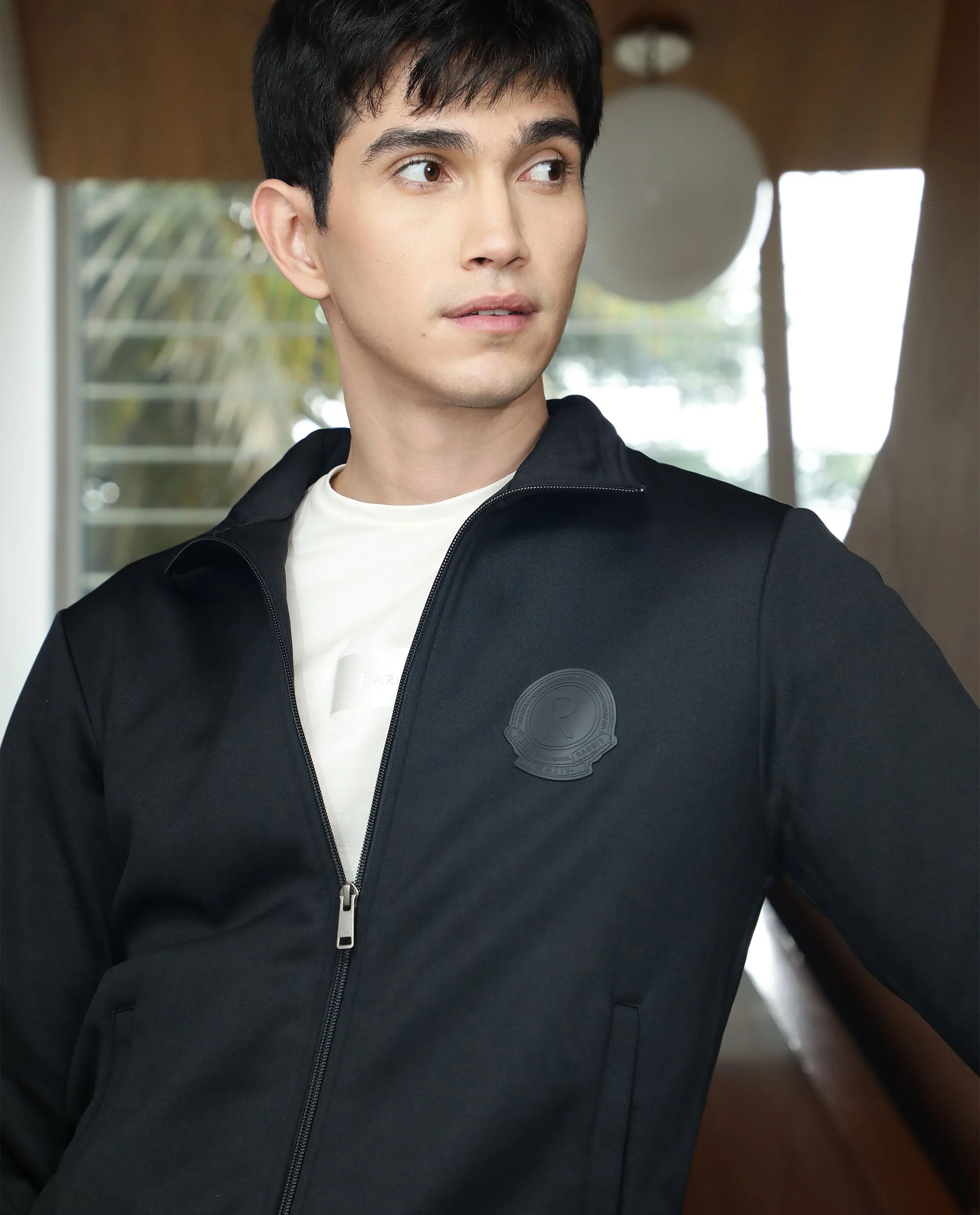 Rare Rabbit Men's Bond Black Polyester Ombre Slim Fit Full Sleeve High Neck Jacket - Image 3
