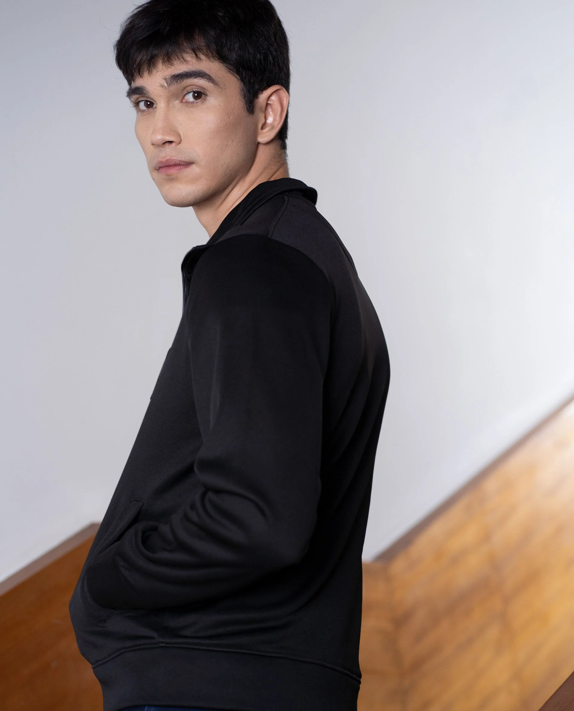 Rare Rabbit Men's Bond Black Polyester Ombre Slim Fit Full Sleeve High Neck Jacket - Image 6