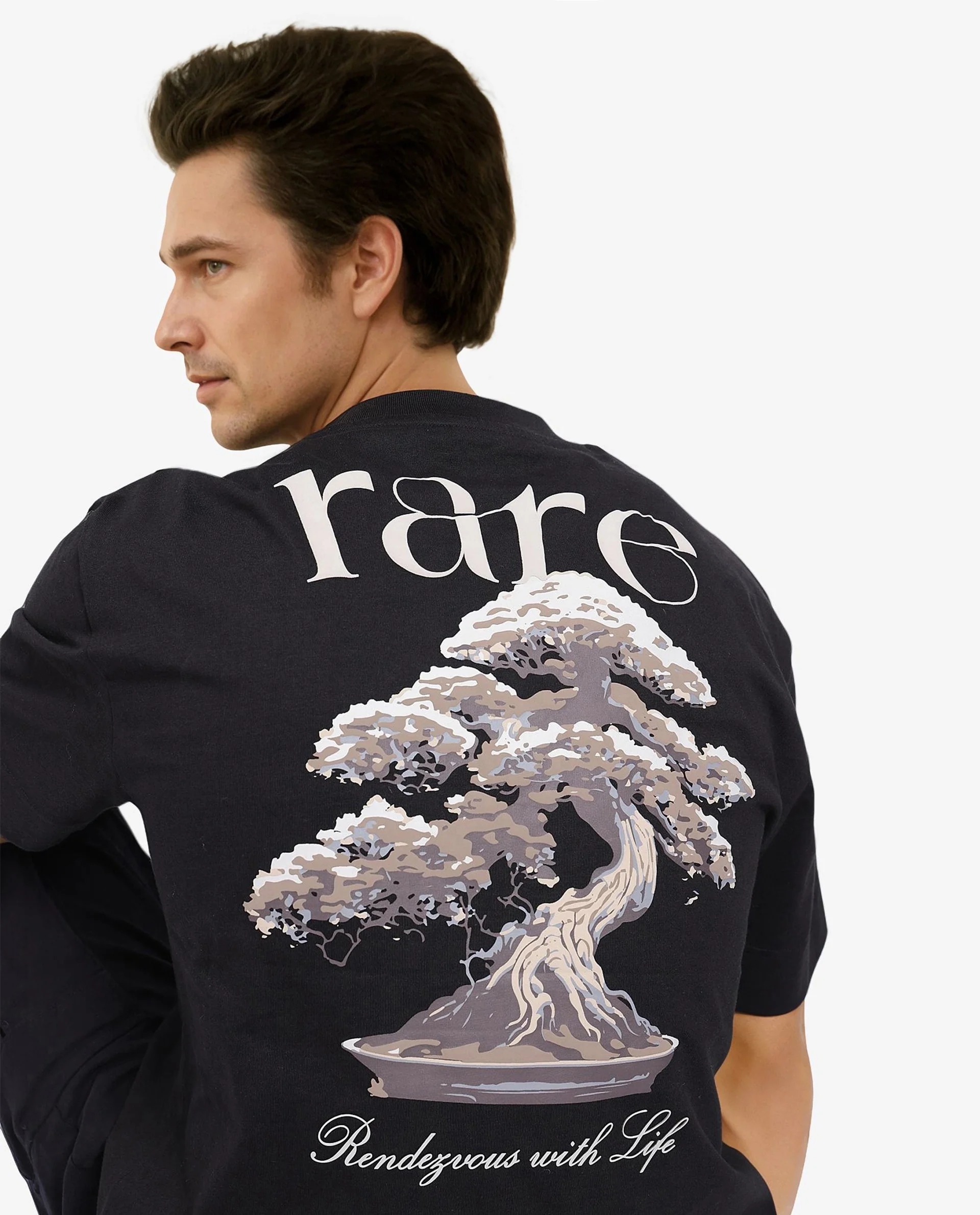 Rare Rabbit Men's Bonz-1 Black Cotton Graphic Print Oversized Fit Half Sleeve Crew Neck T-Shirt - Image 3